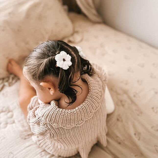 Josie White Mocha Crocheted Flower | Hand Crocheted