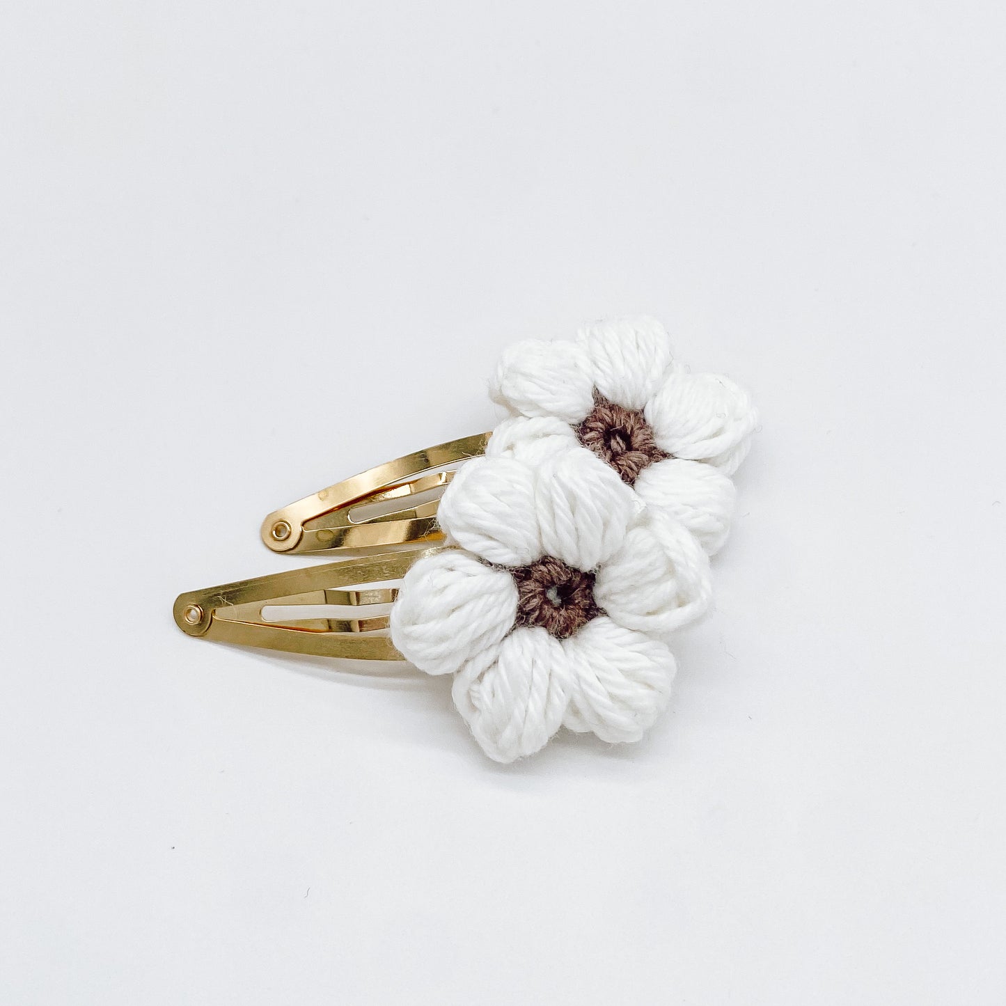 Josie White Mocha Crocheted Flower | Hand Crocheted