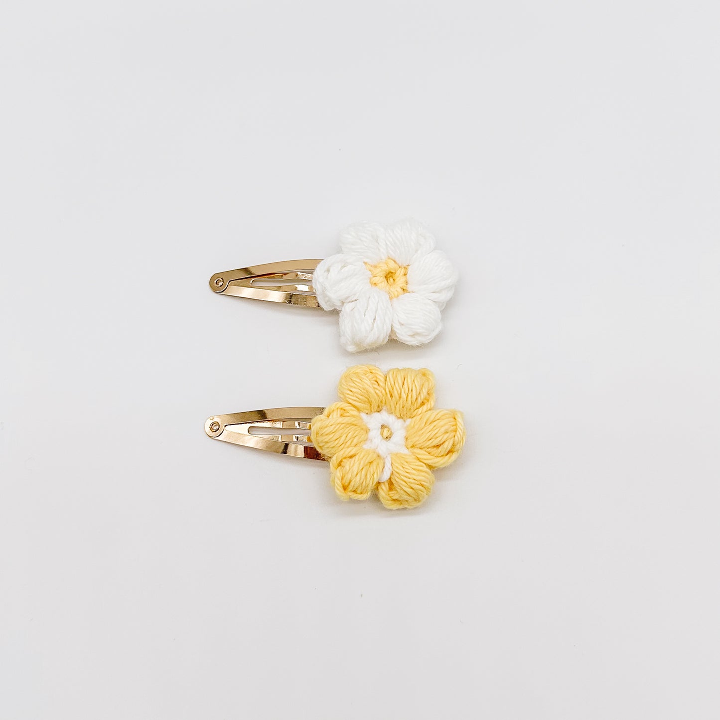 Josie Sorbet Yellow/Daisy White Set Hand Crocheted Flower Hair Clips