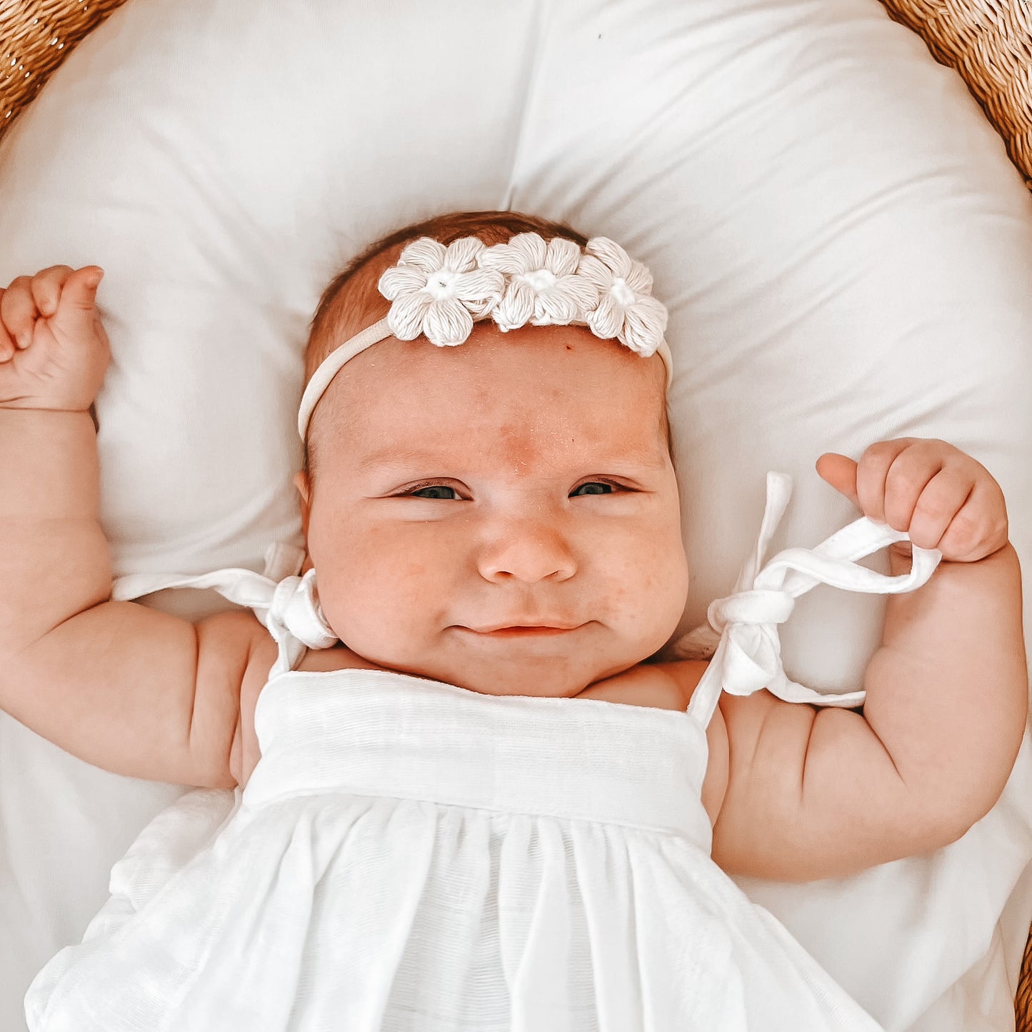Josie Oatmeal Hand Crocheted Flower Headband | Hand Crocheted