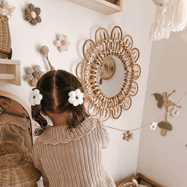 Josie White Mocha Crocheted Flower | Hand Crocheted
