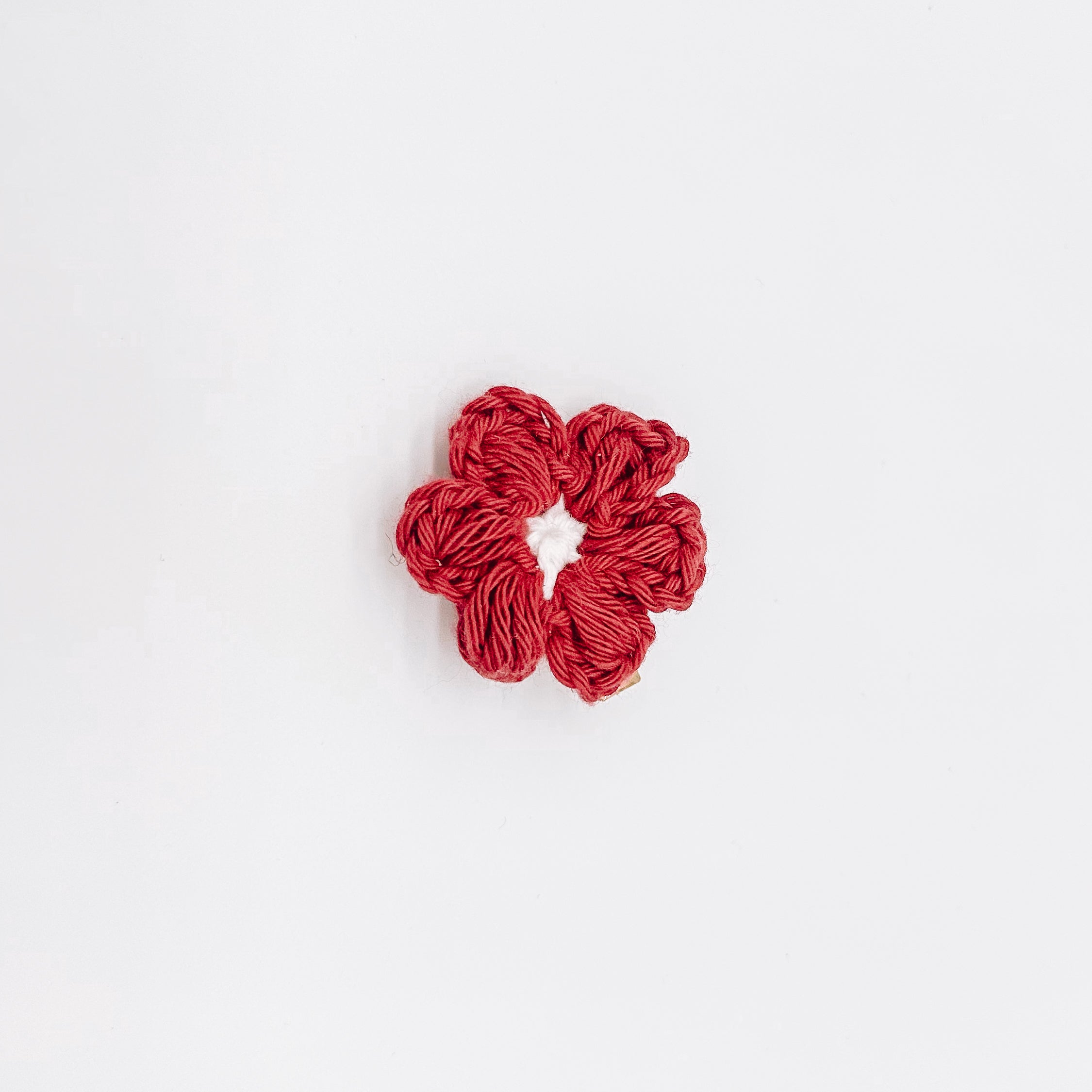 Leila Cherry Hand Crocheted Flower Clips | Hand Crocheted Hair Clips