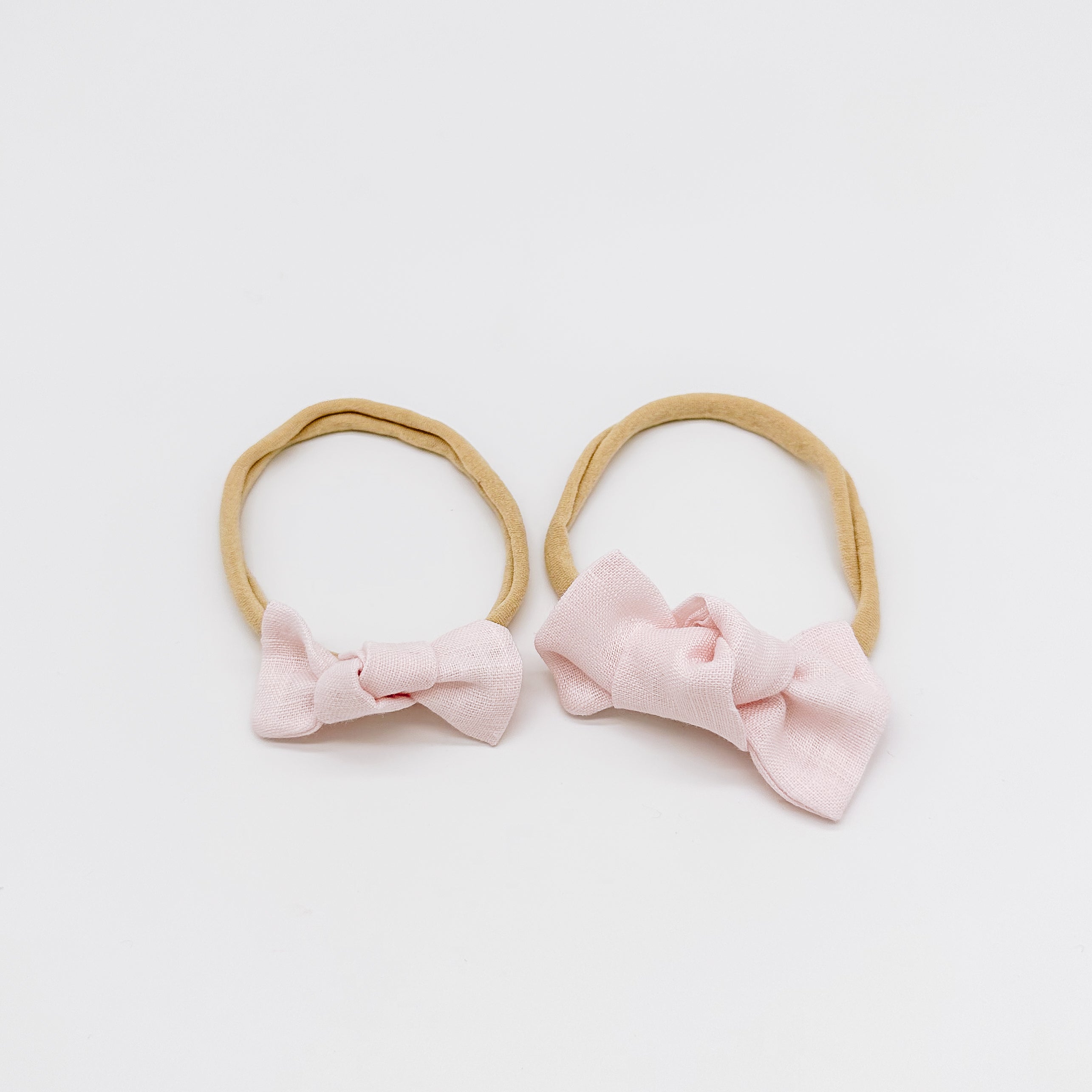 Linen Knot Hair Bows Nylon Headband | Handmade Bows