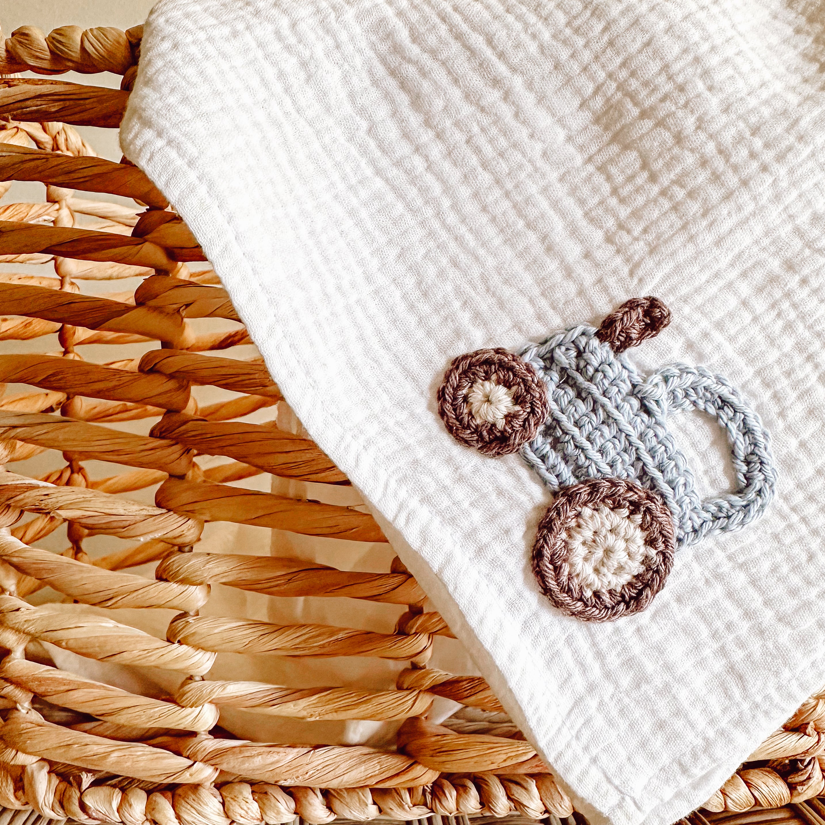 Hand Crocheted Tractor White Baby Wrap | Handmade Baby Wraps