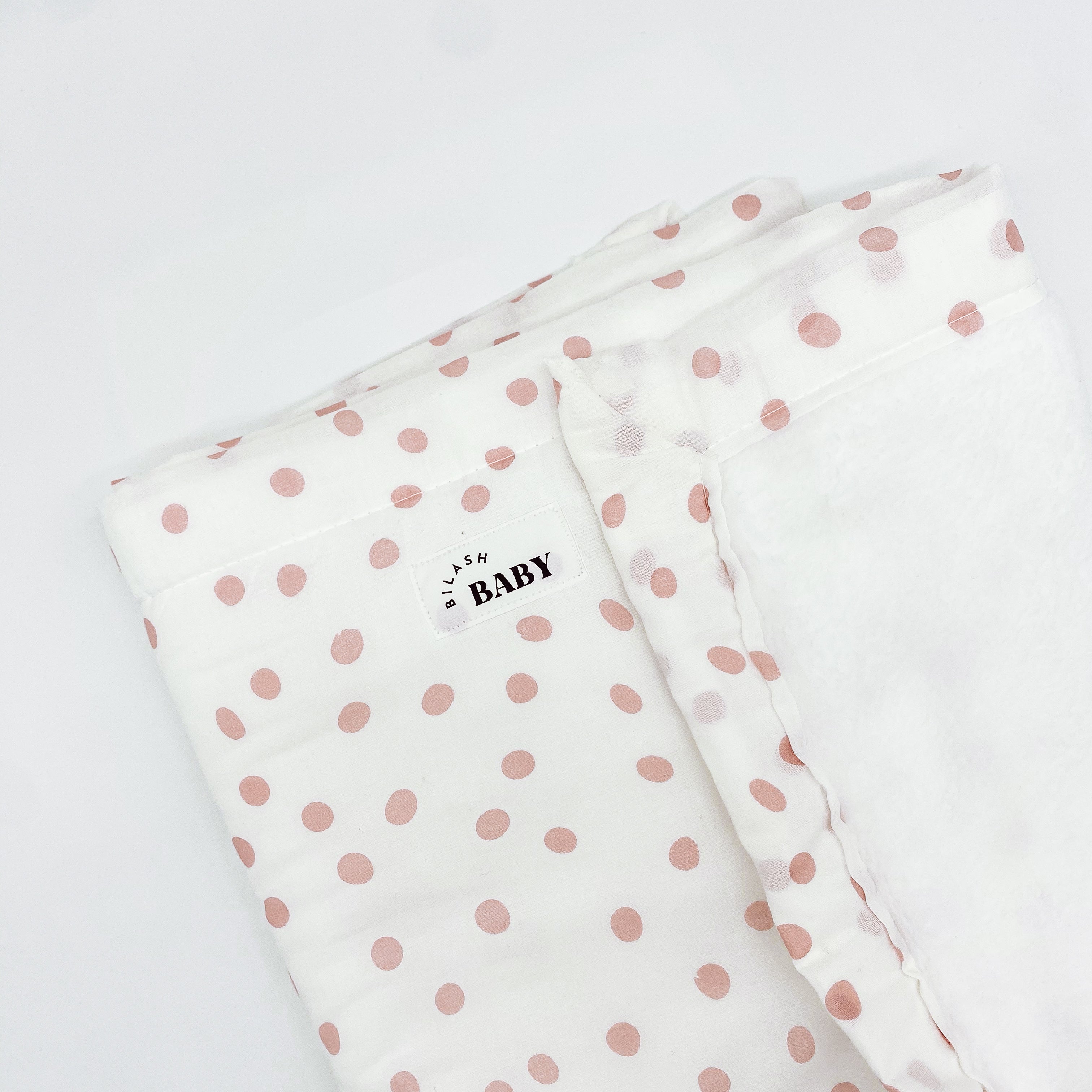 Blushed Rose Polka-dot Cotton Fleece Pram Blanket | Handmade Blanket