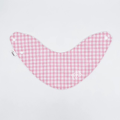 Pink Bubblegum Gingham Bib | Handmade Bib