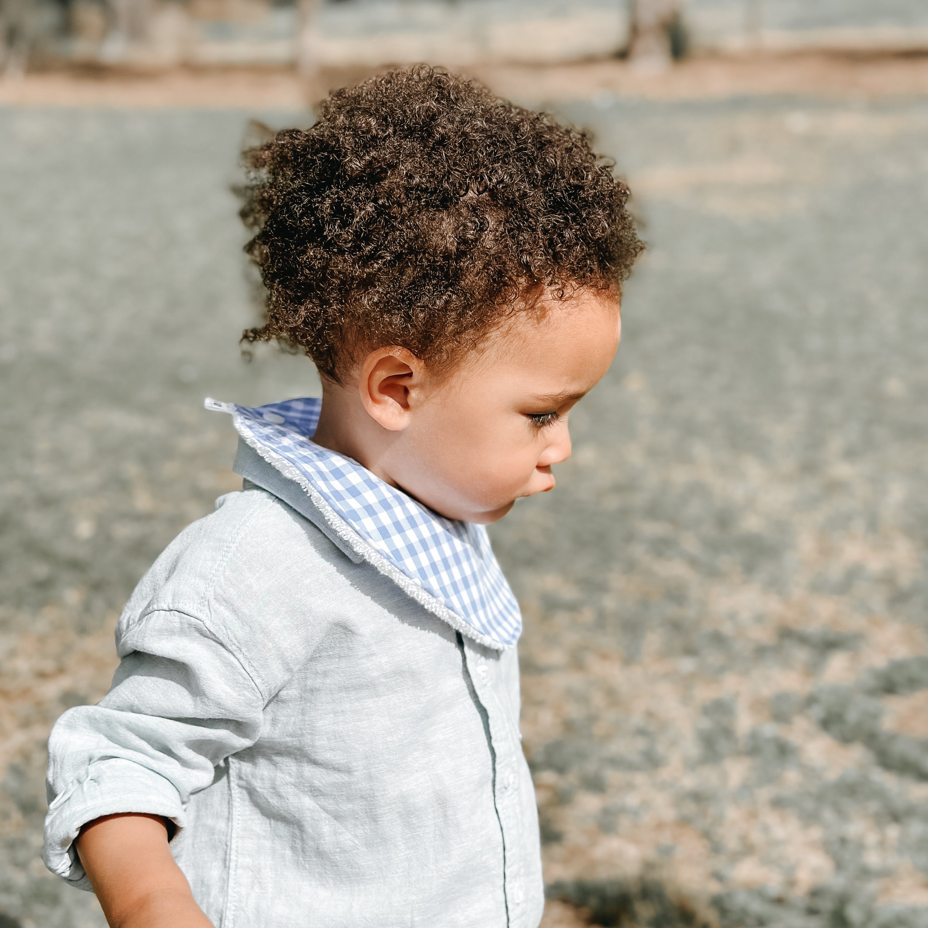 Sky blue Gingham Bib | Handmade Bib