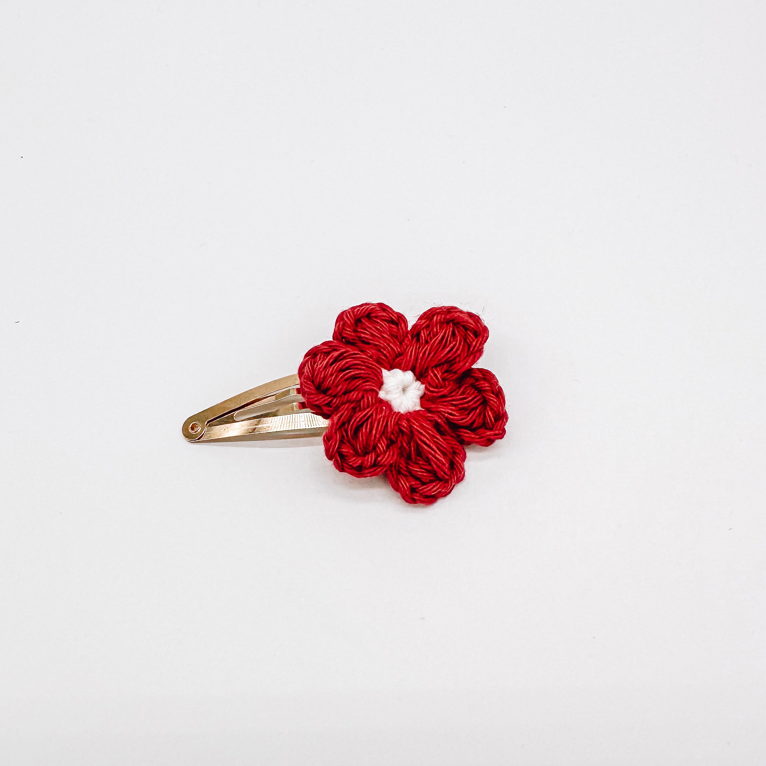 Leila Cherry Hand Crocheted Flower Clips | Hand Crocheted Hair Clips