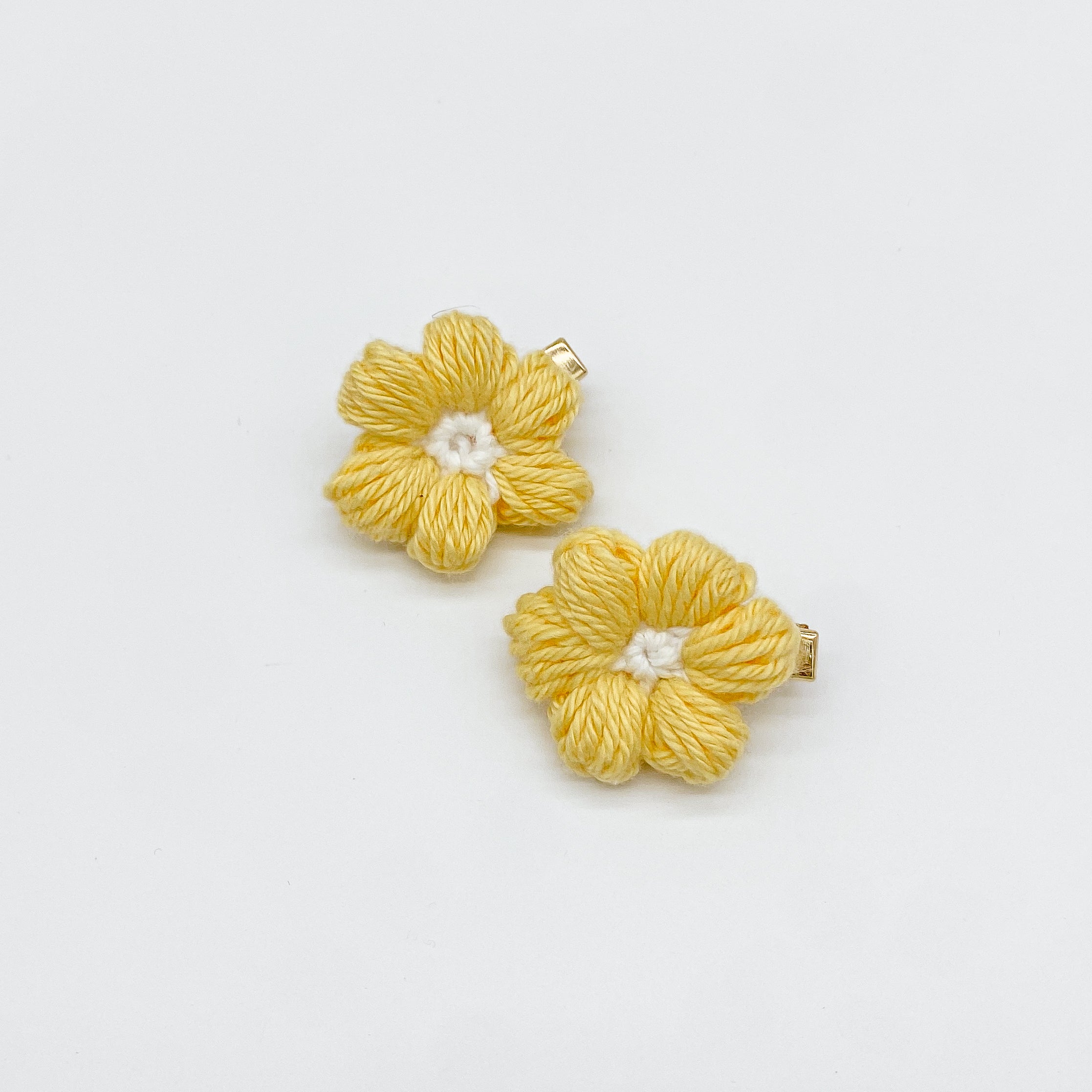 Josie Sorbet Yellow Crocheted Flower Hair Accessories | Hand Crocheted Flowers