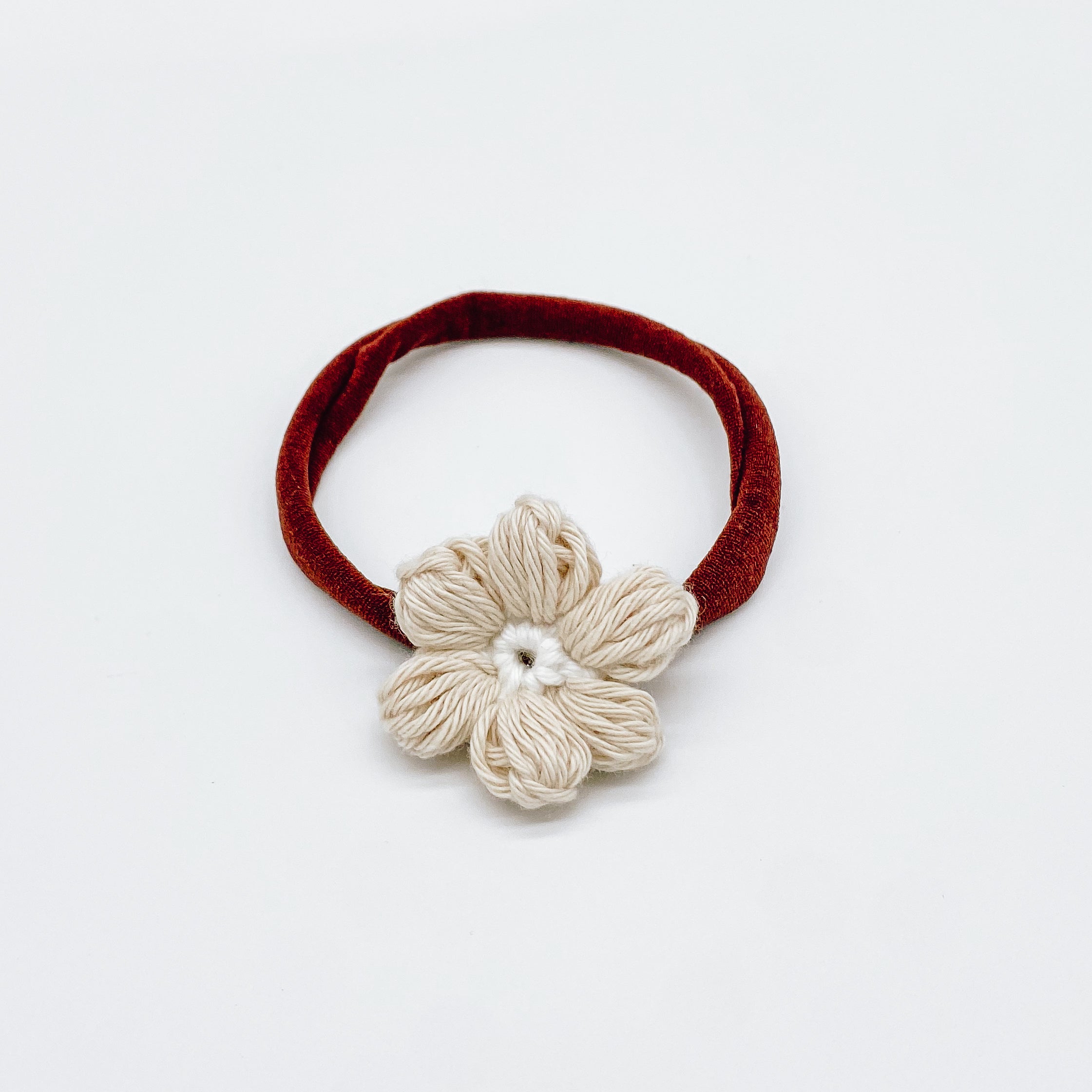 Josie Oatmeal Crocheted Flower Hair Accessories | Hand Crocheted Flowers