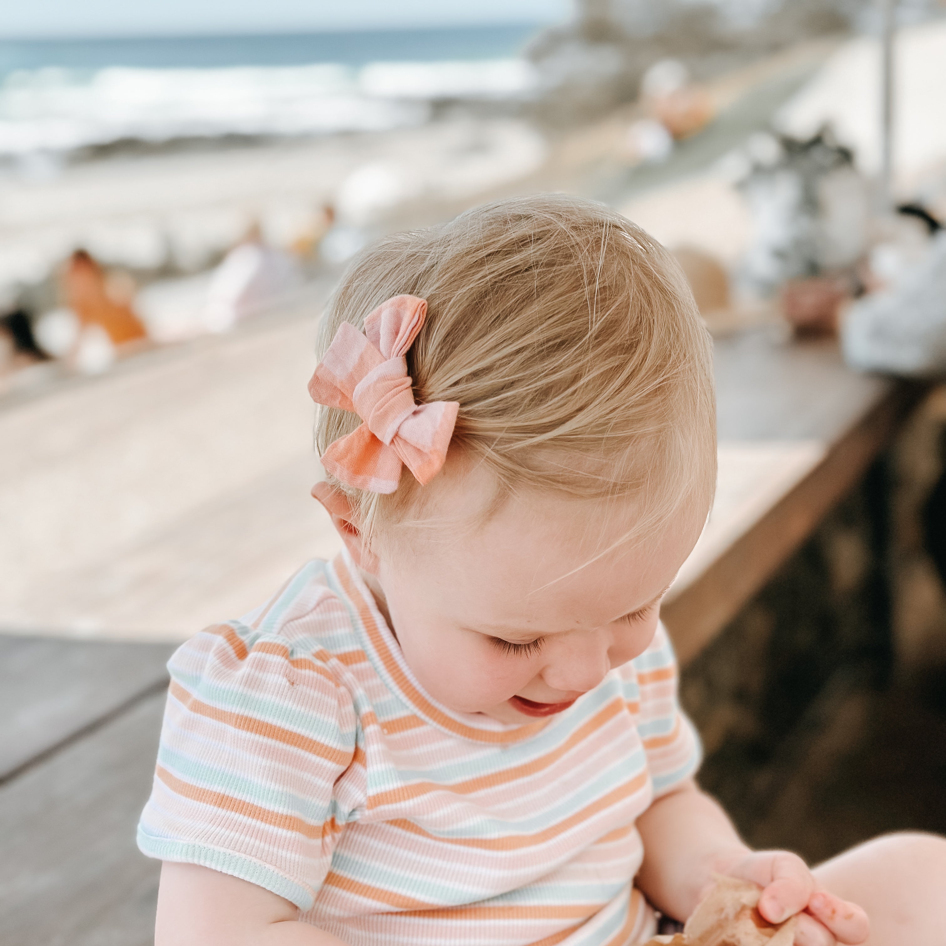 Melon & Apricot Gingham Hair Bows | Handmade Bows