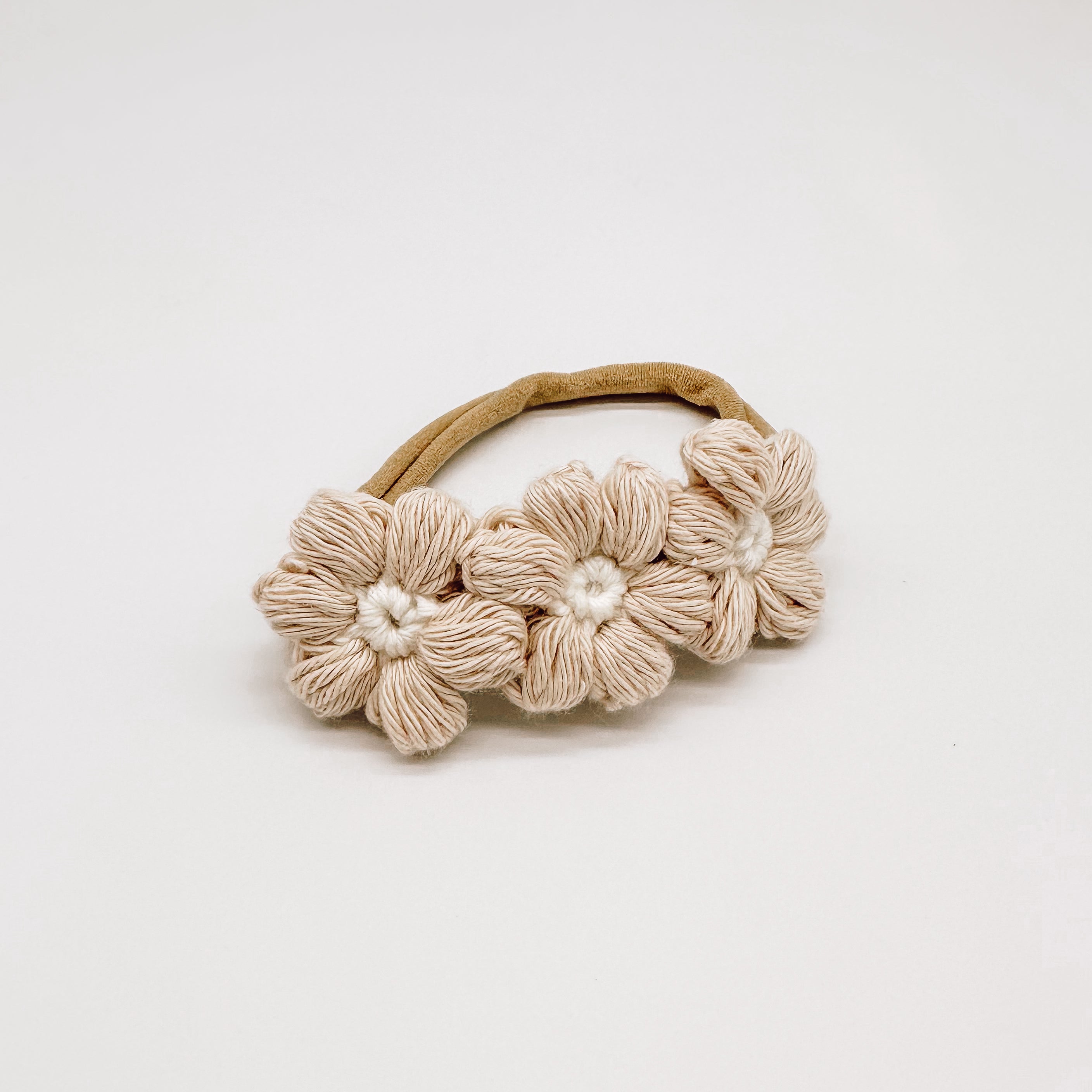 Josie Oatmeal Hand Crocheted Flower Headband | Hand Crocheted