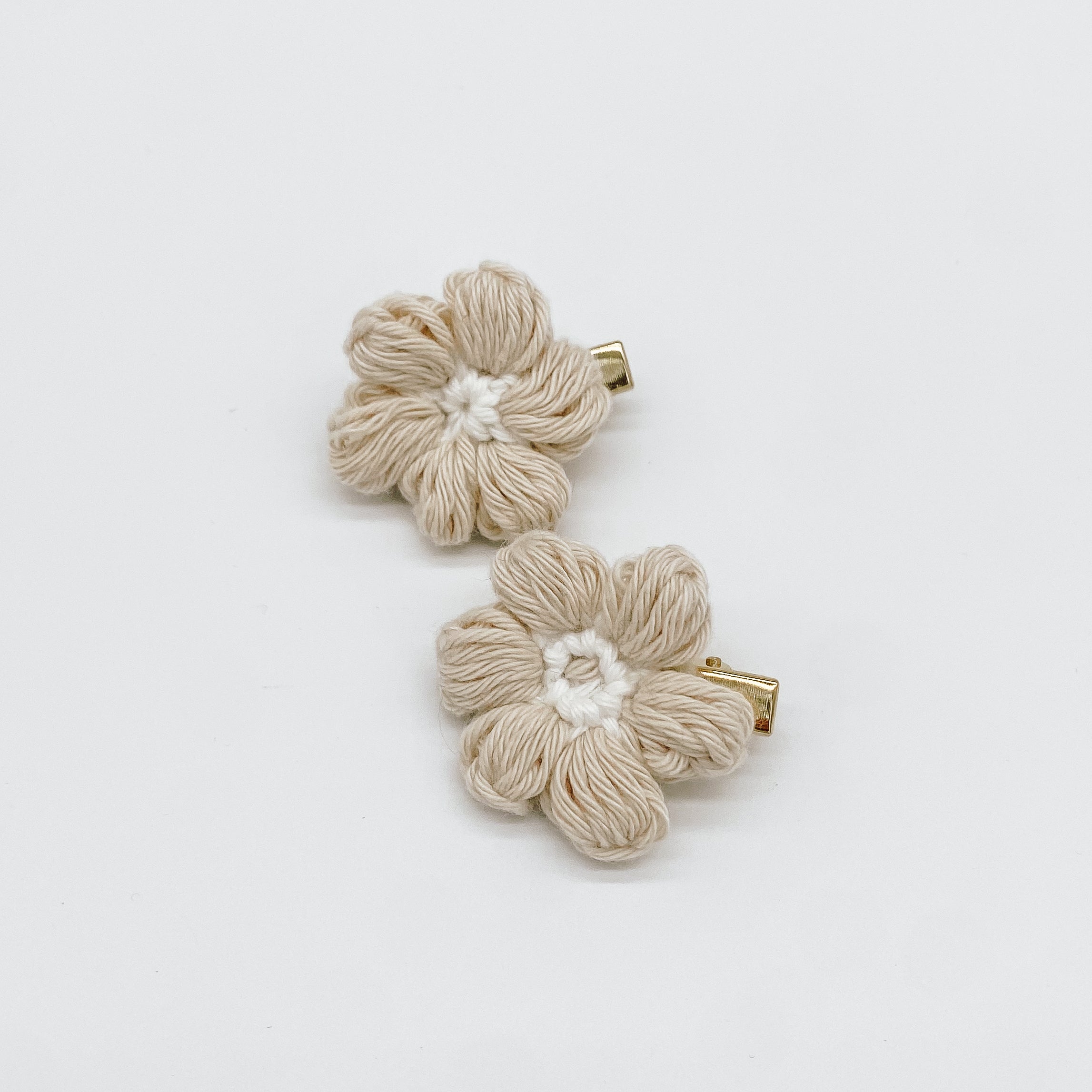 Josie Oatmeal Crocheted Flower Hair Accessories | Hand Crocheted Flowers