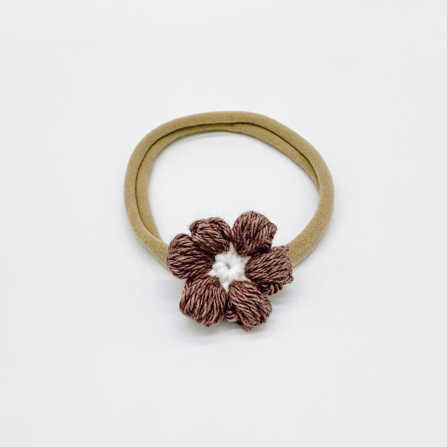 Josie Mocha Crocheted Flower Hair Accessories | Hand Crocheted Flowers