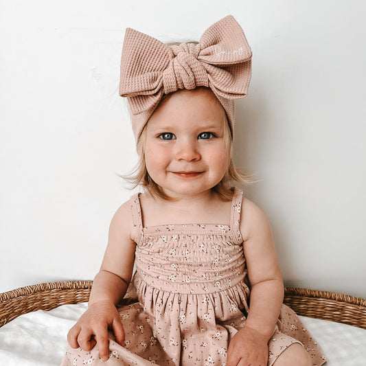 Adaline Oversized Bow Headband Dusty Rose | Handmade Headbands
