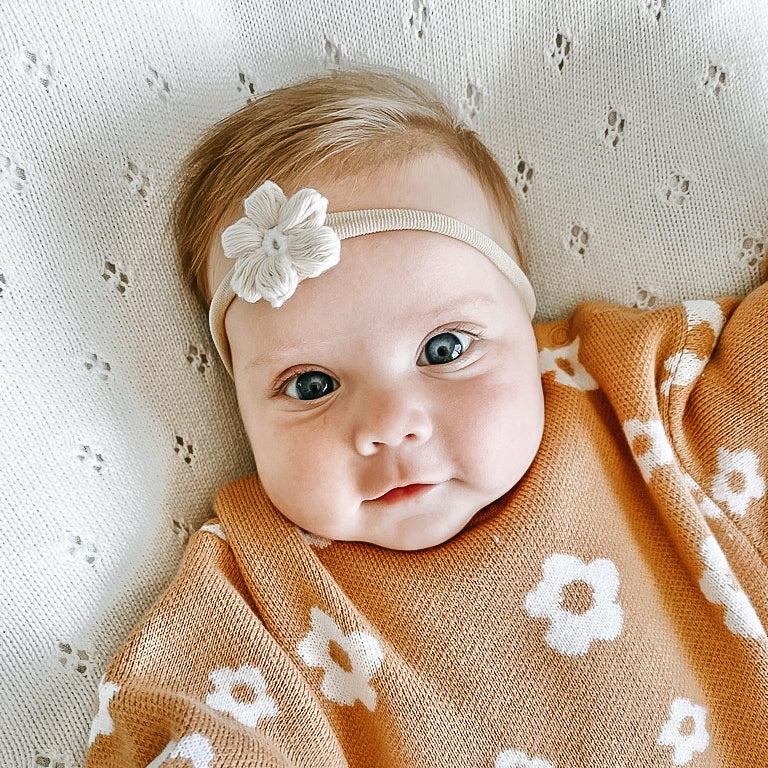 Josie Oatmeal Crocheted Flower Hair Accessories | Hand Crocheted Flowers