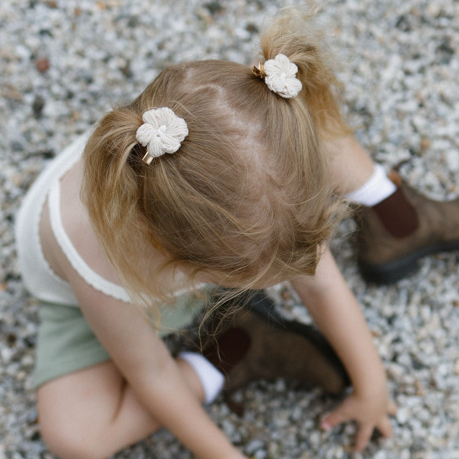 Josie Oatmeal Crocheted Flower Hair Accessories | Hand Crocheted Flowers