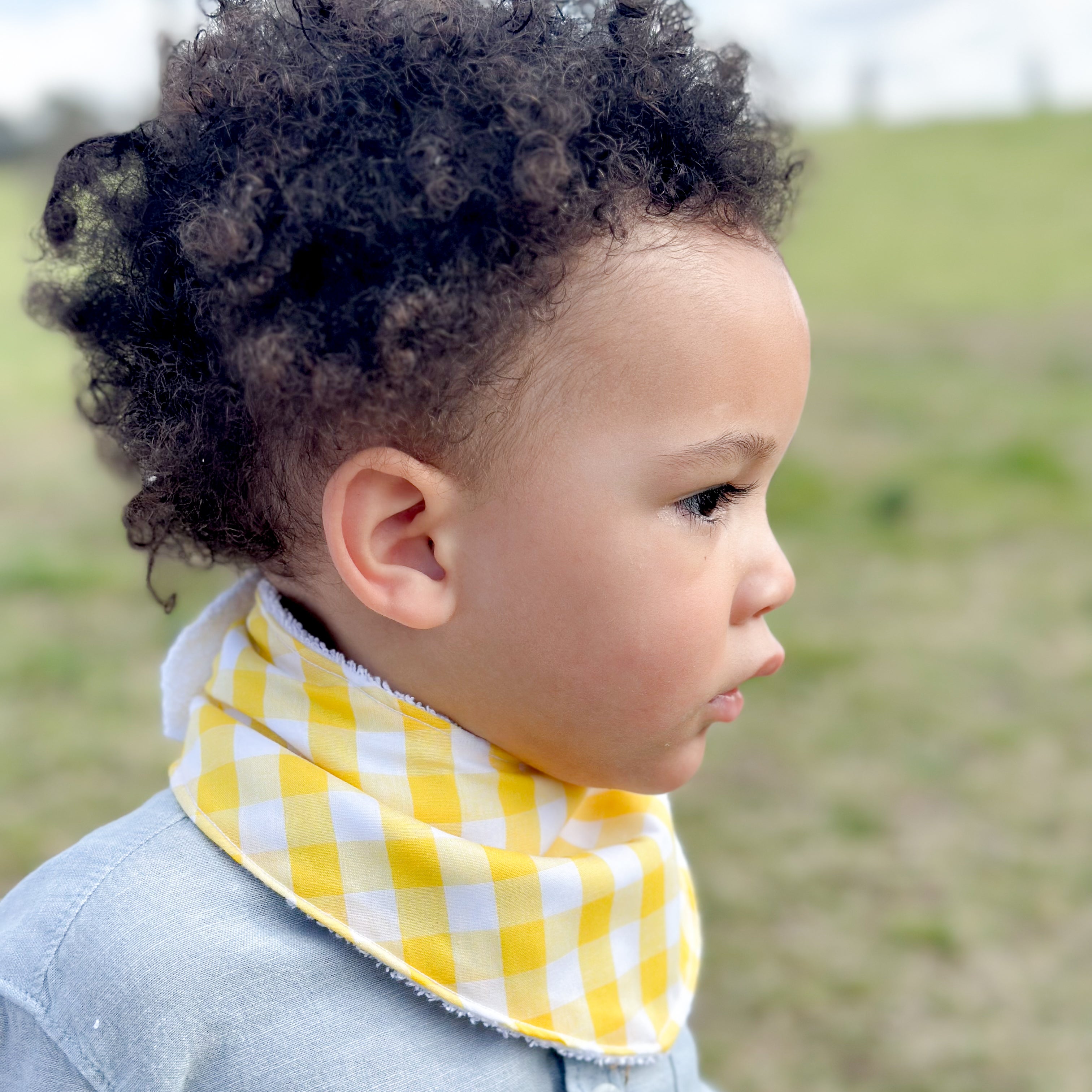 Sunshine Yellow Gingham Grow Bib | Handmade Bib