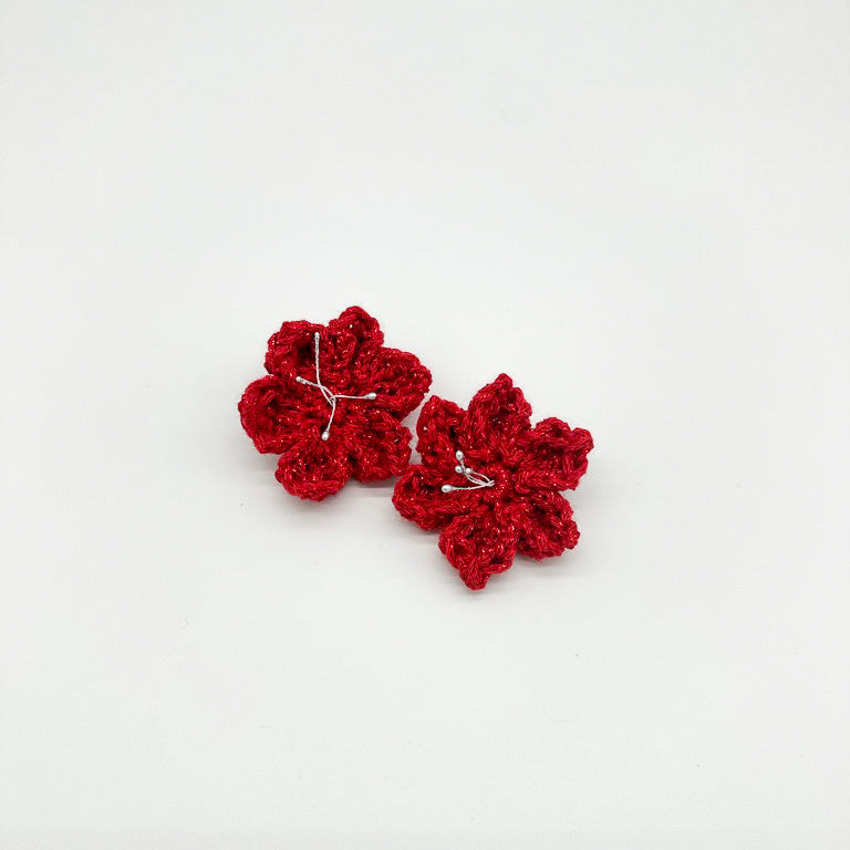 Crocheted Christmas Flower Hair Clip |  Hand Crocheted