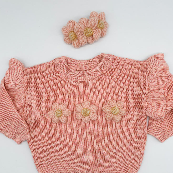 Pink Flower Knit | Hand Crocheted Flowers