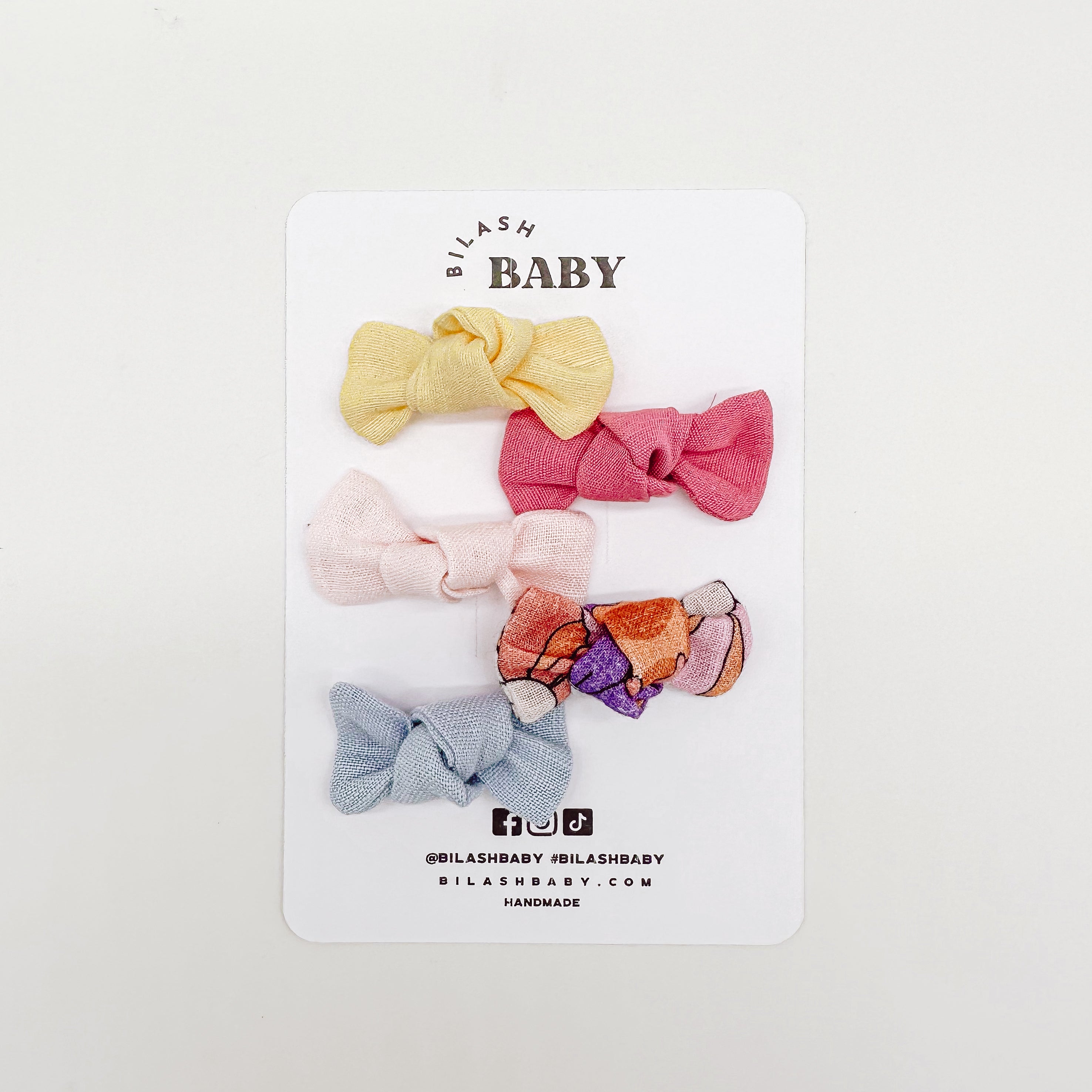 Mini Linen Knot hair Bows Set of 5 | Handmade Bows