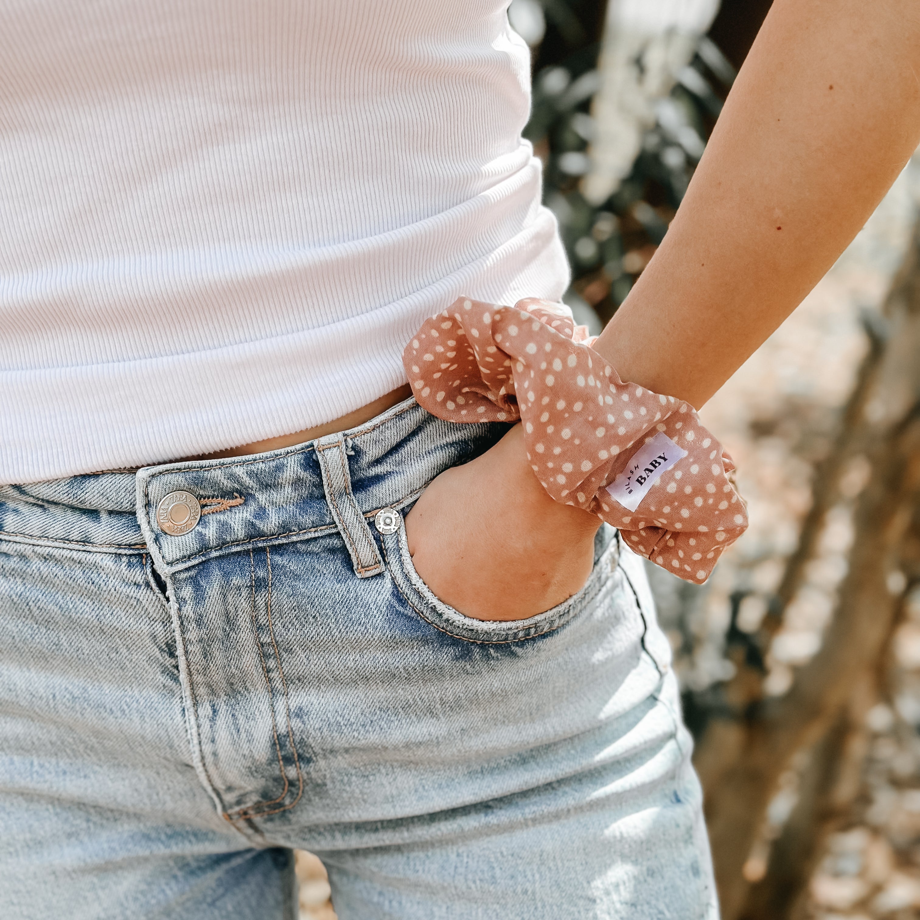 Blush Polka Dot Scrunchie | Handmade Scrunchies