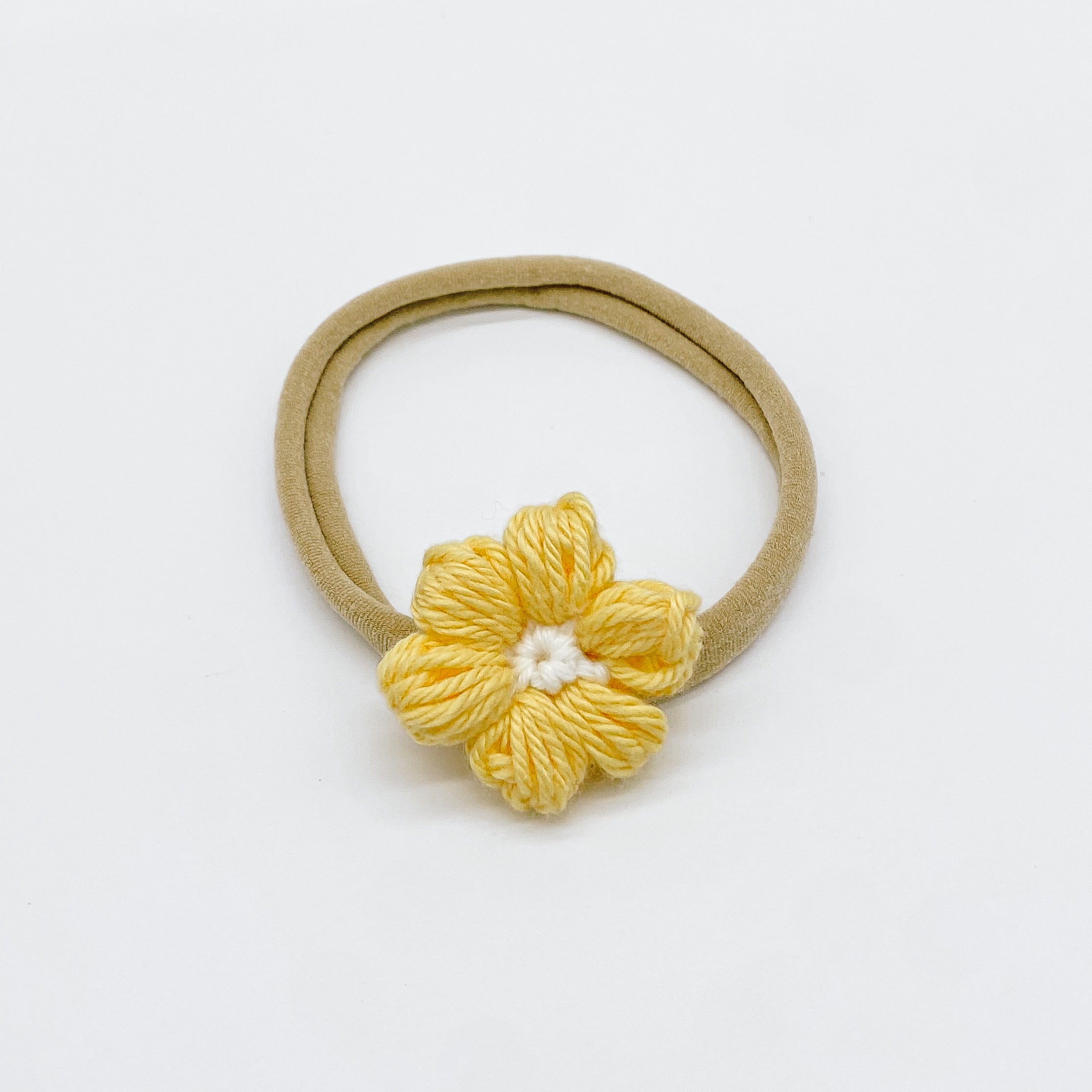 Josie Sorbet Yellow Crocheted Flower Hair Accessories | Hand Crocheted Flowers