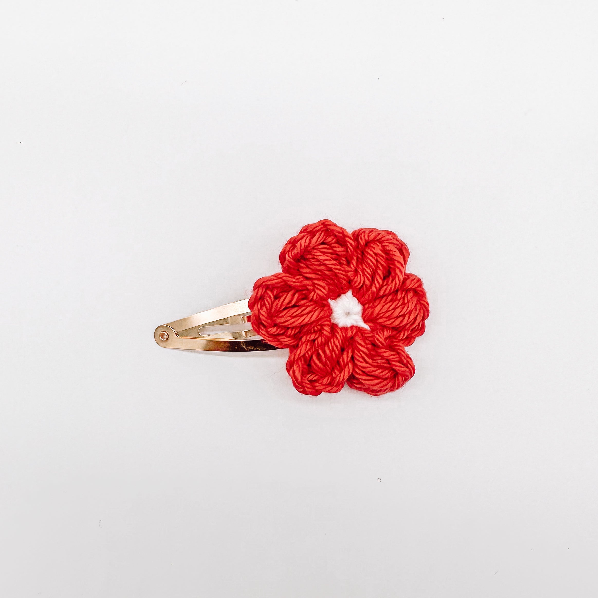 Leila Bright Red Hand Crocheted Flower Hair Clips | Hand Crocheted Hair Clips