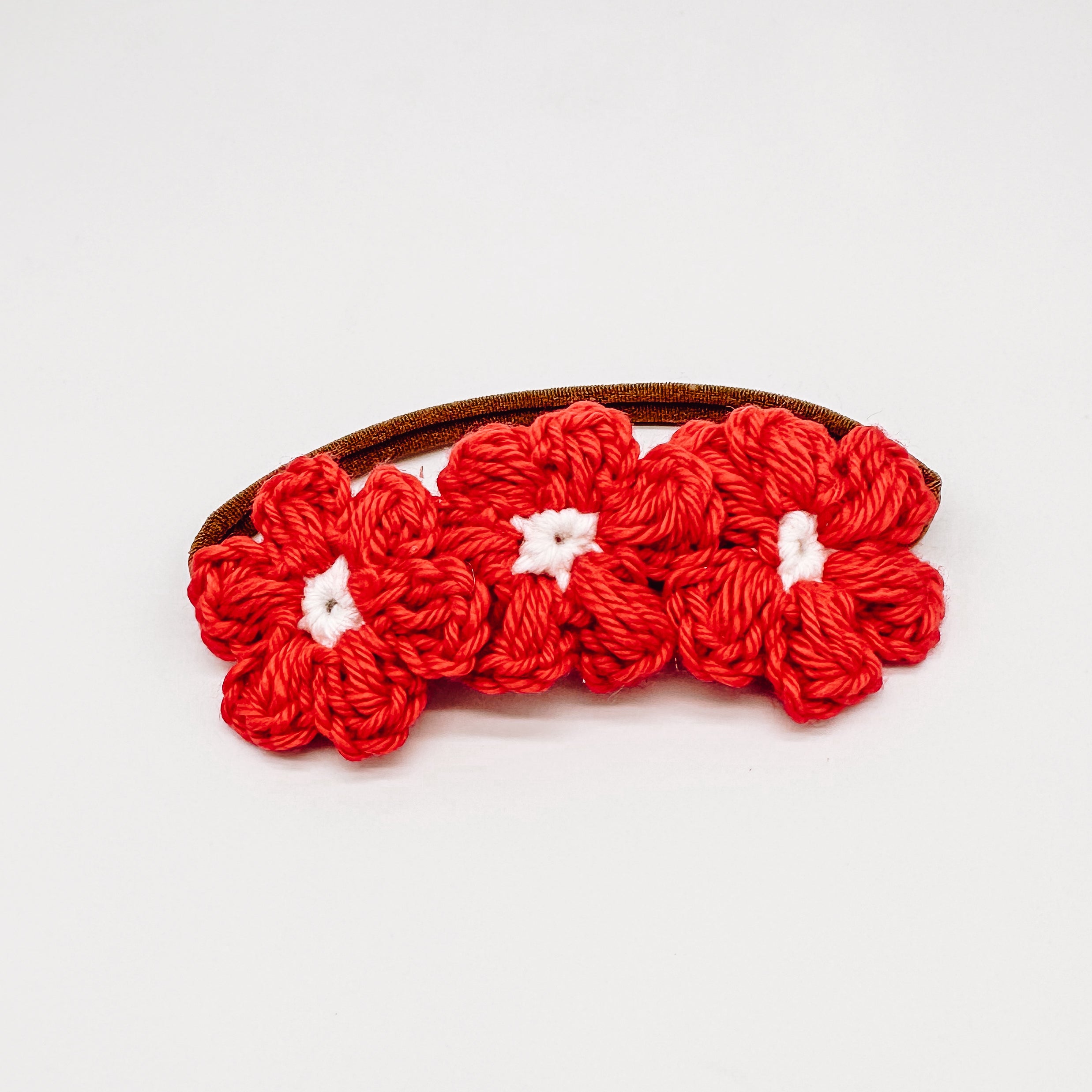 Leila Bright Red Hand Crocheted Flower Headband | Hand Crocheted