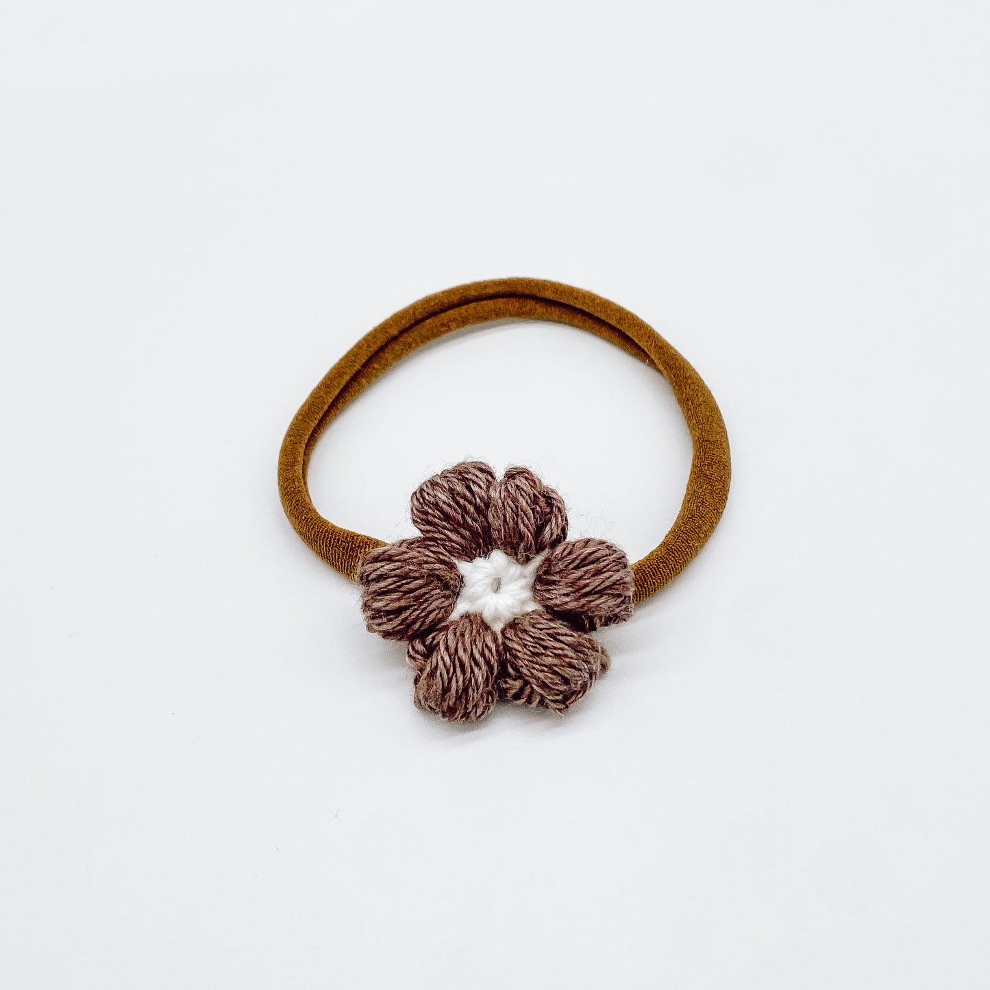 Josie Mocha Crocheted Flower Hair Accessories | Hand Crocheted Flowers