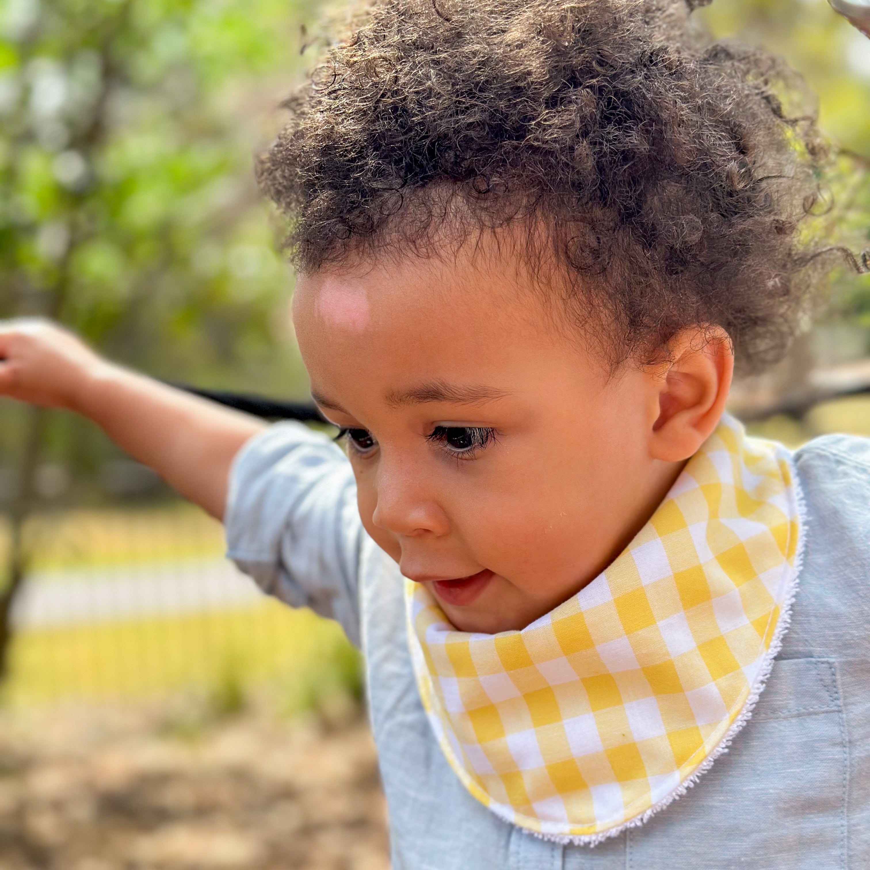 Lemonade Gingham Grow Bib | Handmade Bib