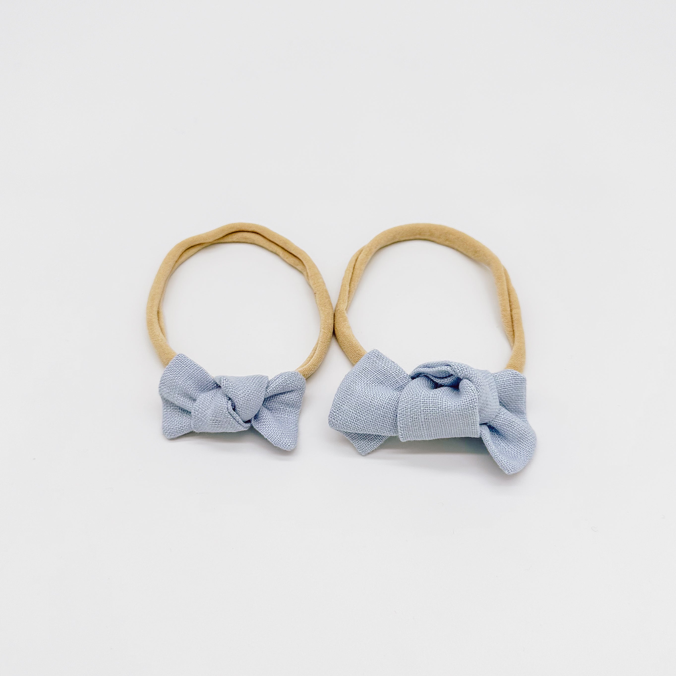 Linen Knot Hair Bows Nylon Headband | Handmade Bows