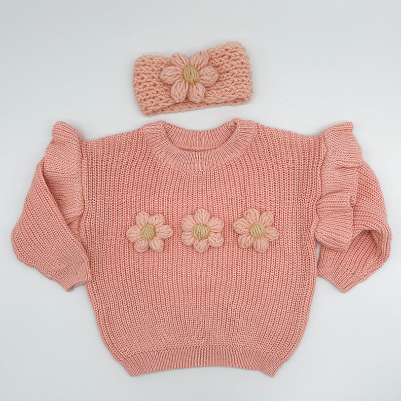 Pink Flower Knit | Hand Crocheted Flowers