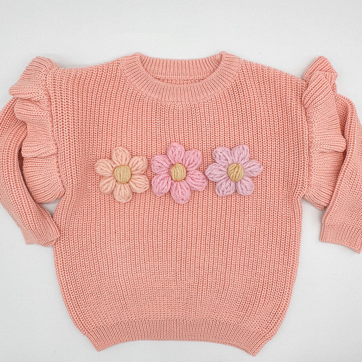 Pink Flower Knit | Hand Crocheted Flowers