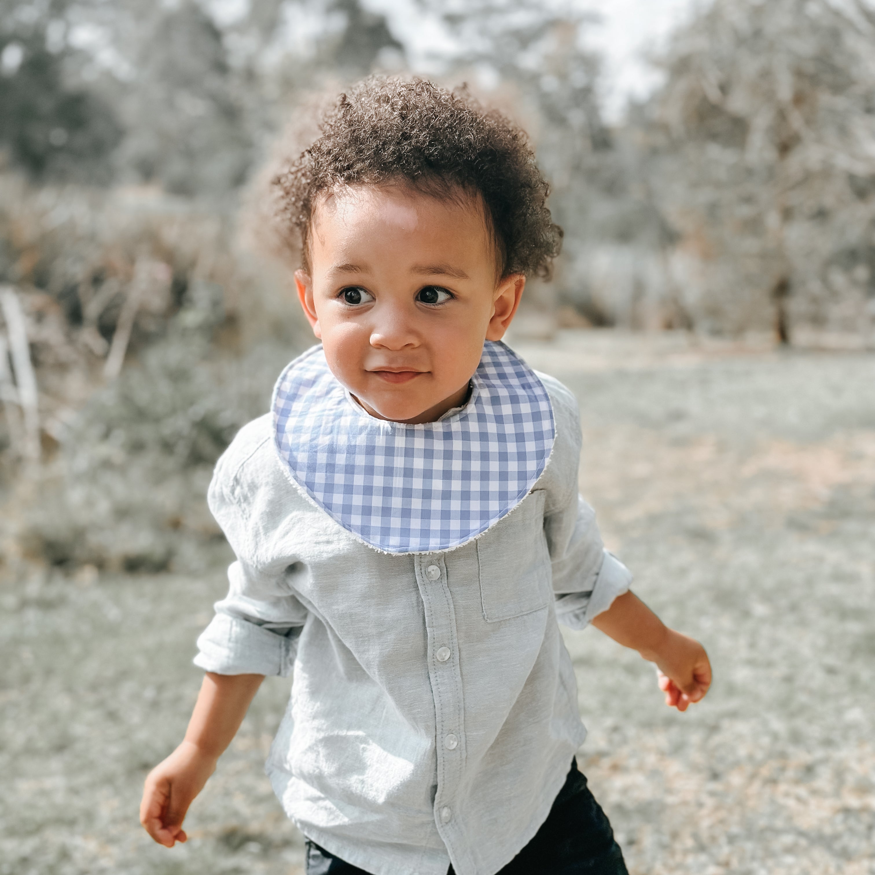 Sky blue Gingham Bib | Handmade Bib