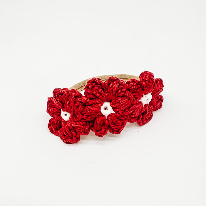 Leila Cherry Hand Crocheted Flower Headband | Hand Crocheted