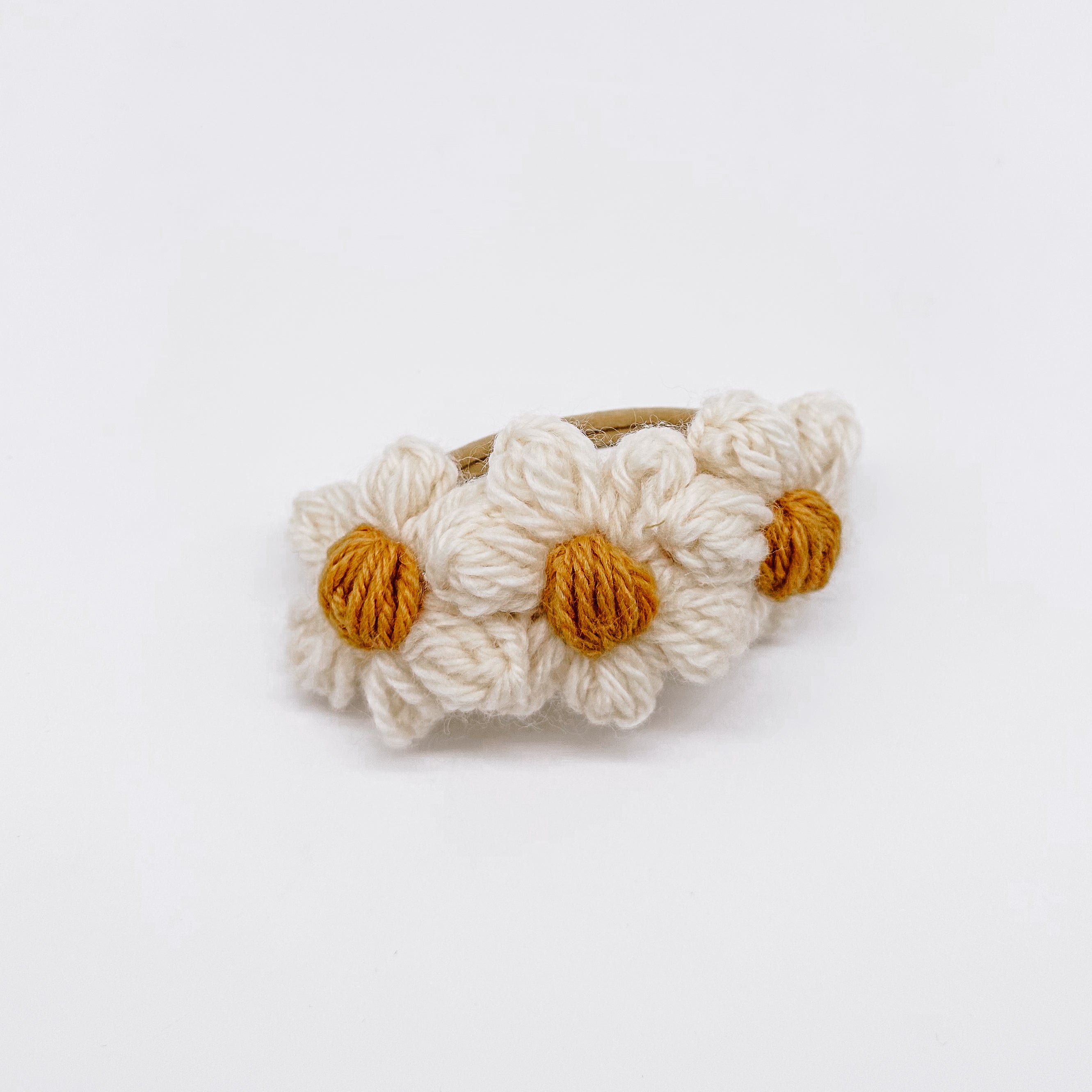 Sadie Puff Flower Nylon Headband | Hand Crocheted