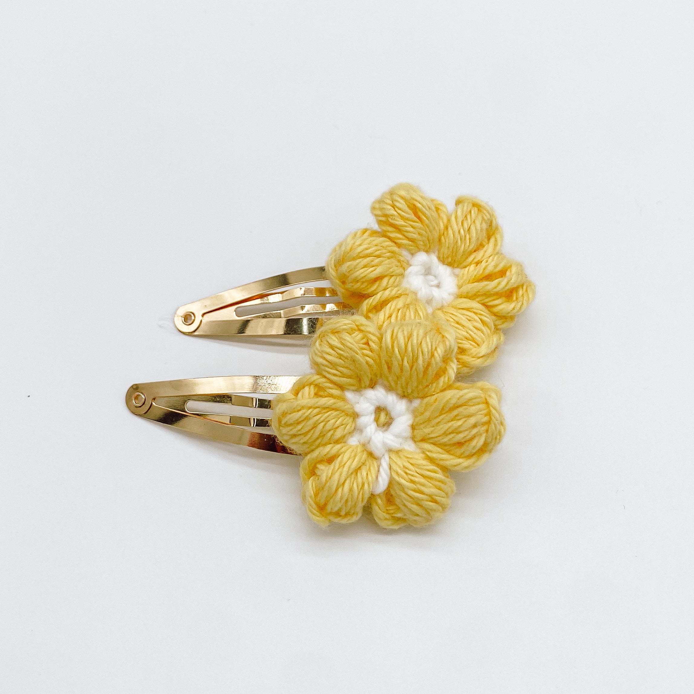 Josie Sorbet Yellow Crocheted Flower Hair Accessories | Hand Crocheted Flowers