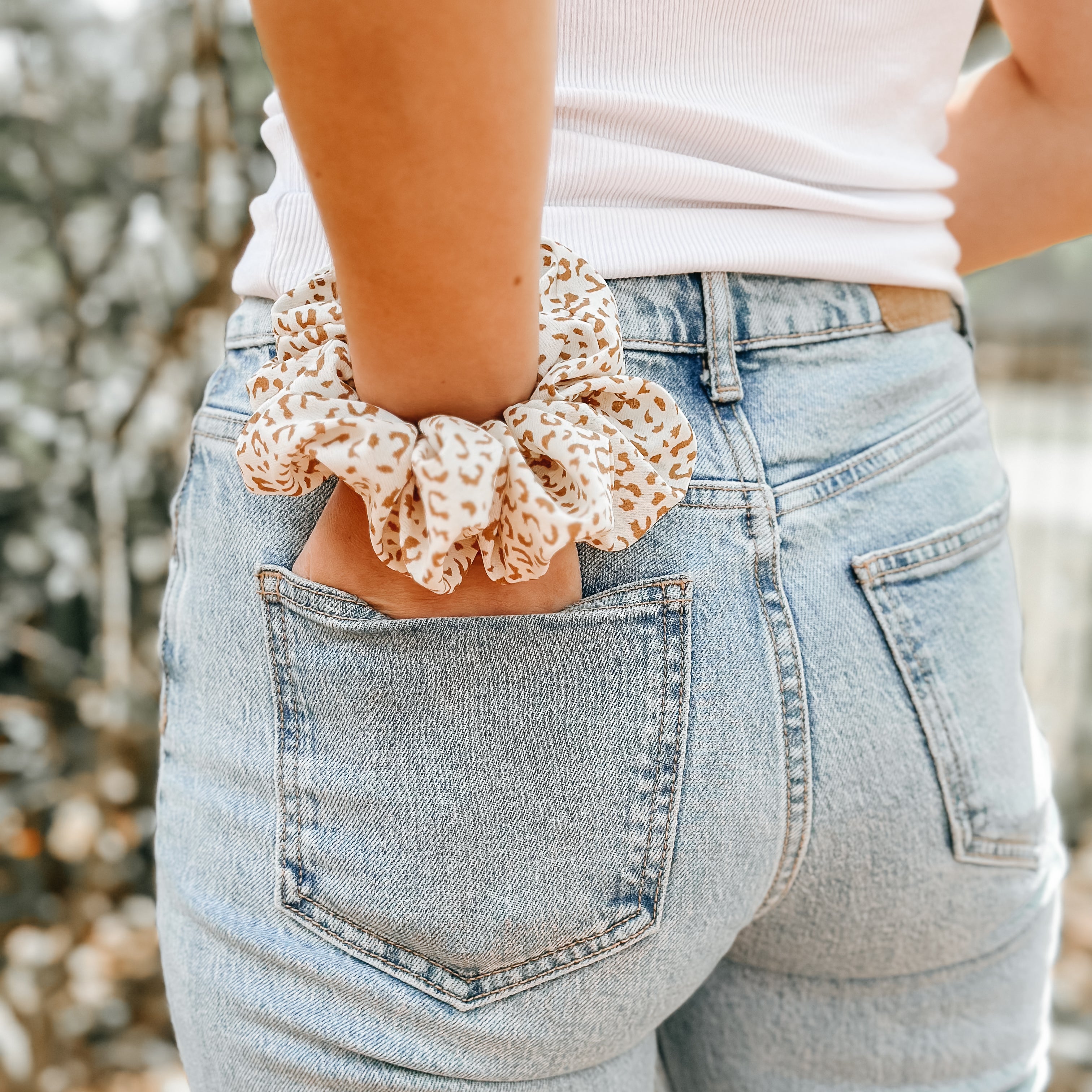 Beige Leopard Print Scrunchie | Handmade Scrunchies