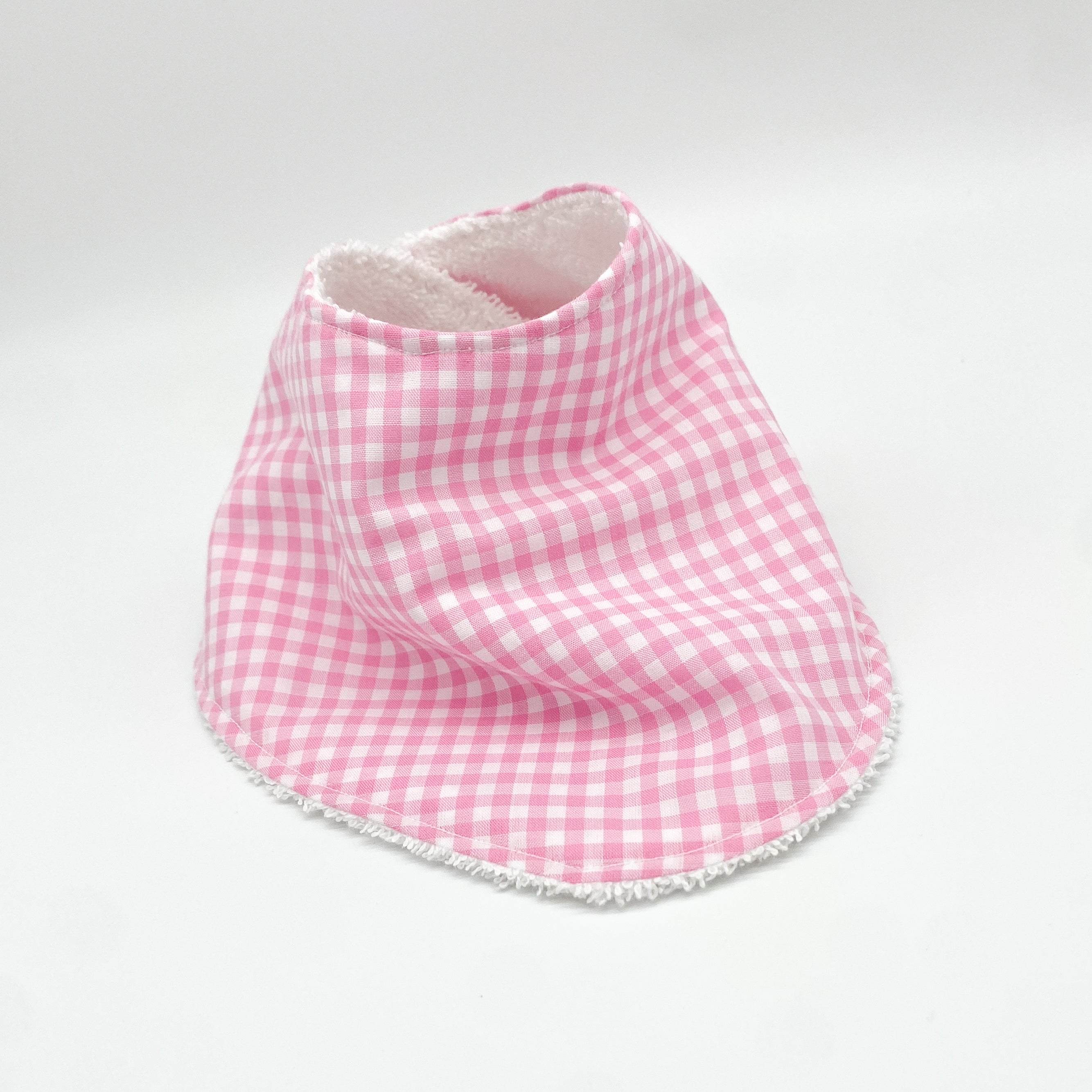 Bubble Pink Mini Gingham Grow Bib | Handmade Bib