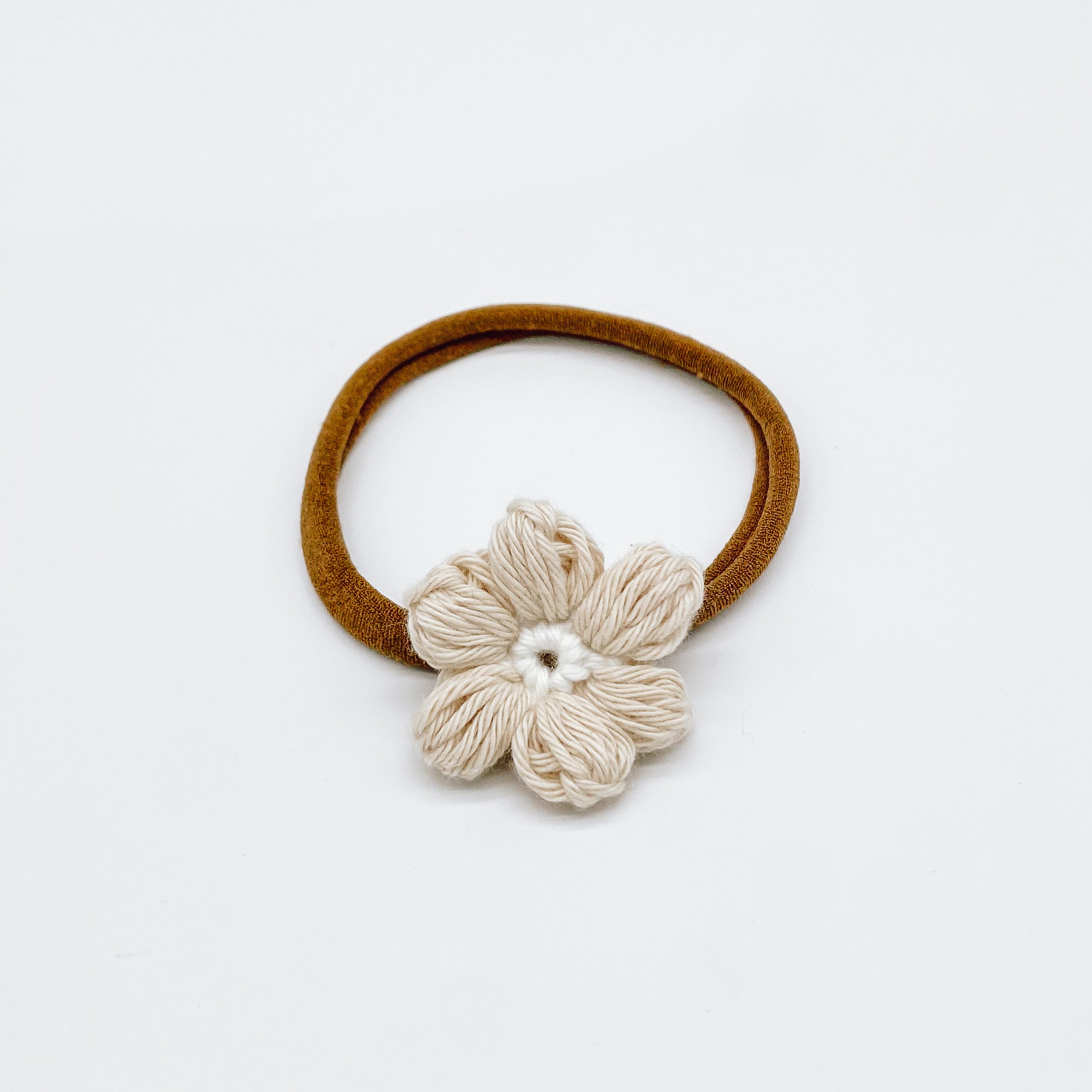 Josie Oatmeal Crocheted Flower Hair Accessories | Hand Crocheted Flowers