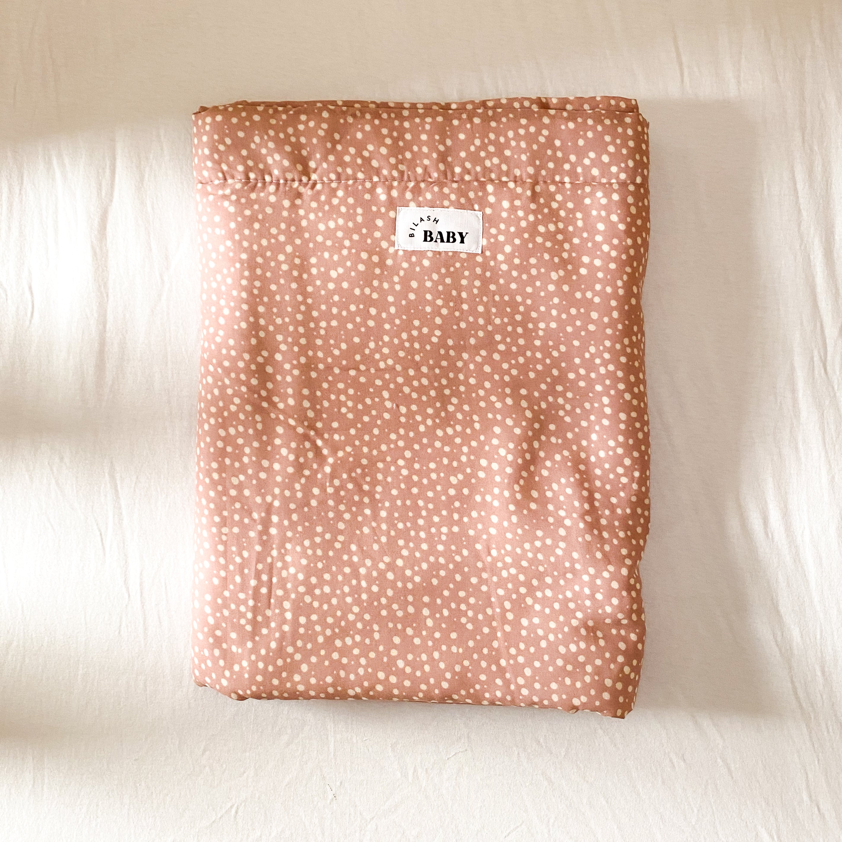 Pink Polka-dot Cotton Fleece Pram Blanket | Handmade Blanket