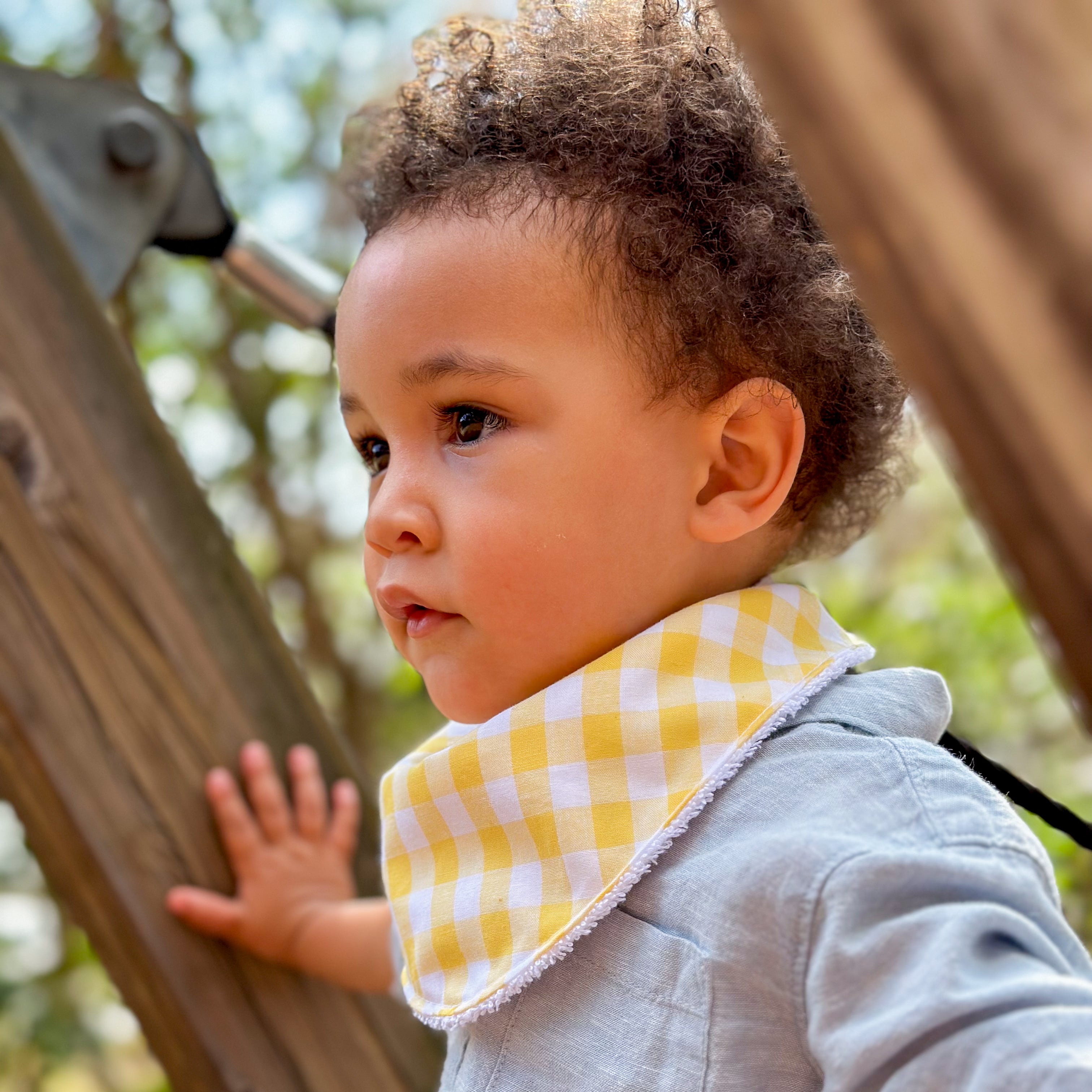 Lemonade Gingham Grow Bib | Handmade Bib