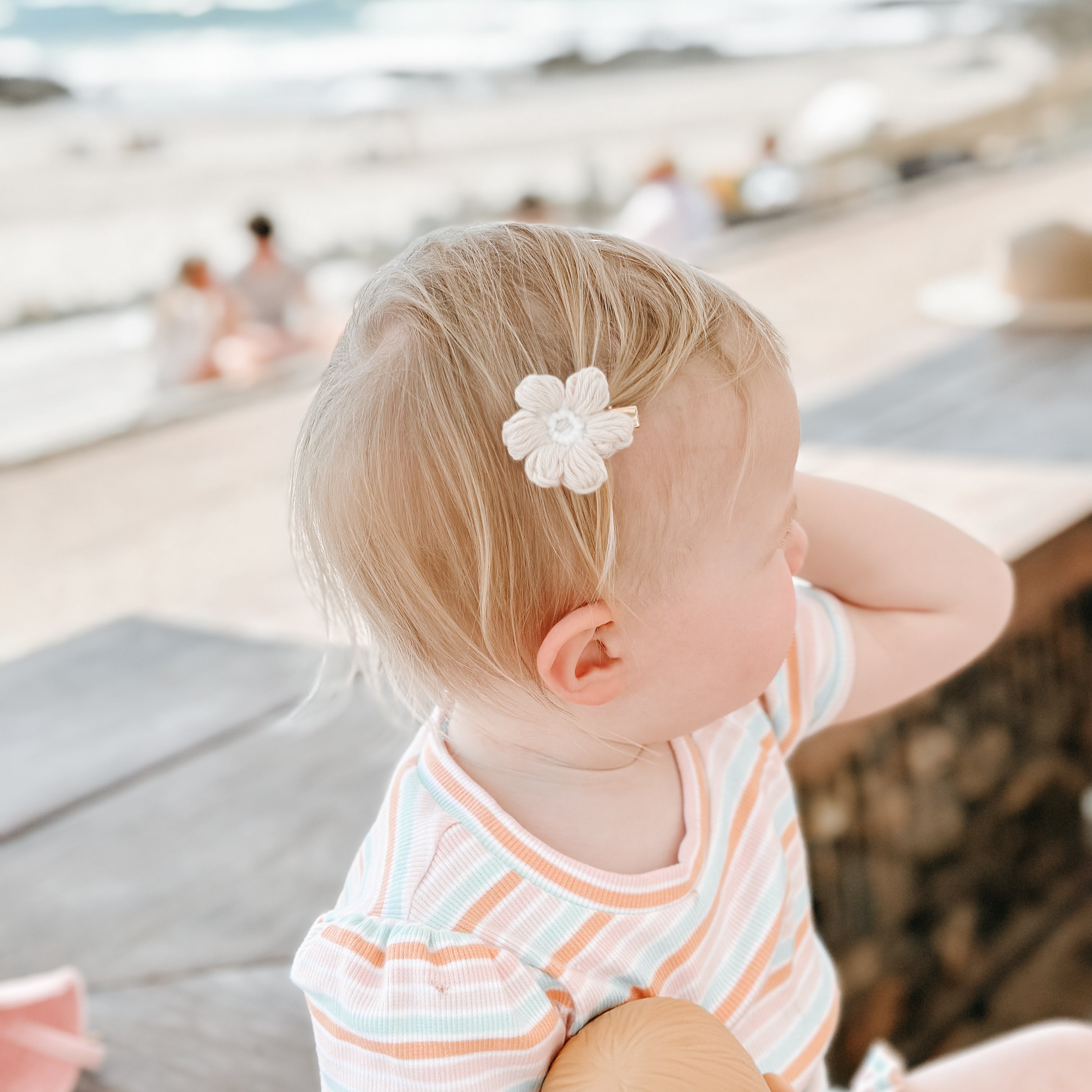 Josie Oatmeal Crocheted Flower Hair Accessories | Hand Crocheted Flowers