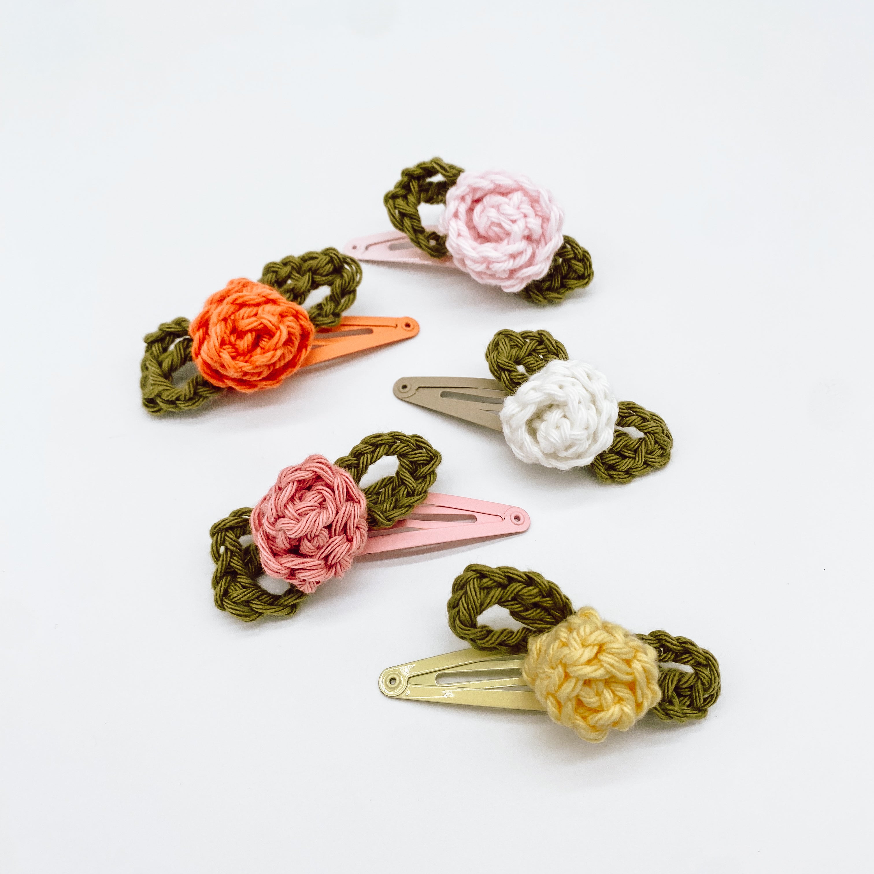 Hand Crocheted Roses Hair Clips | Handmade Hair Clips