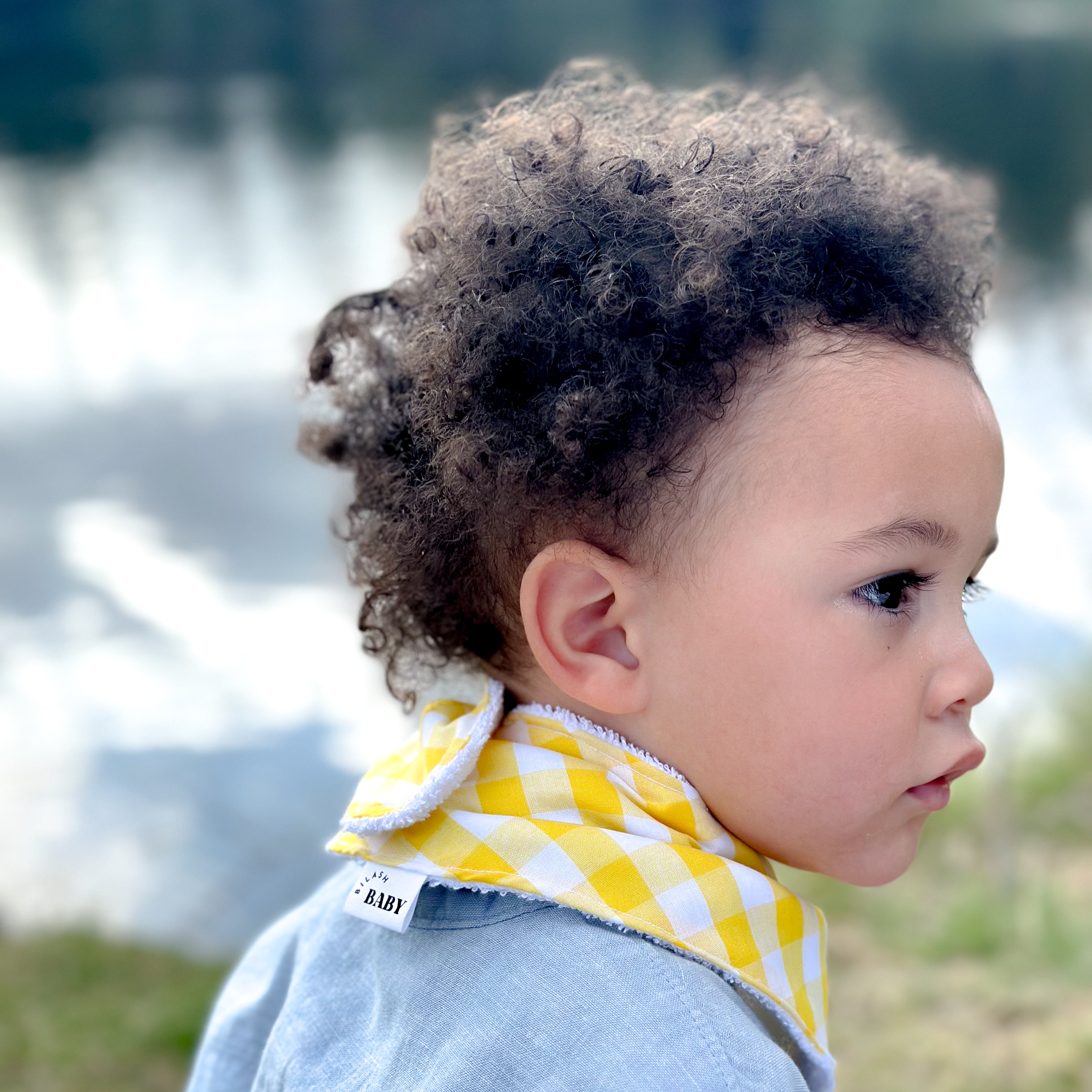 Sunshine Yellow Gingham Grow Bib | Handmade Bib