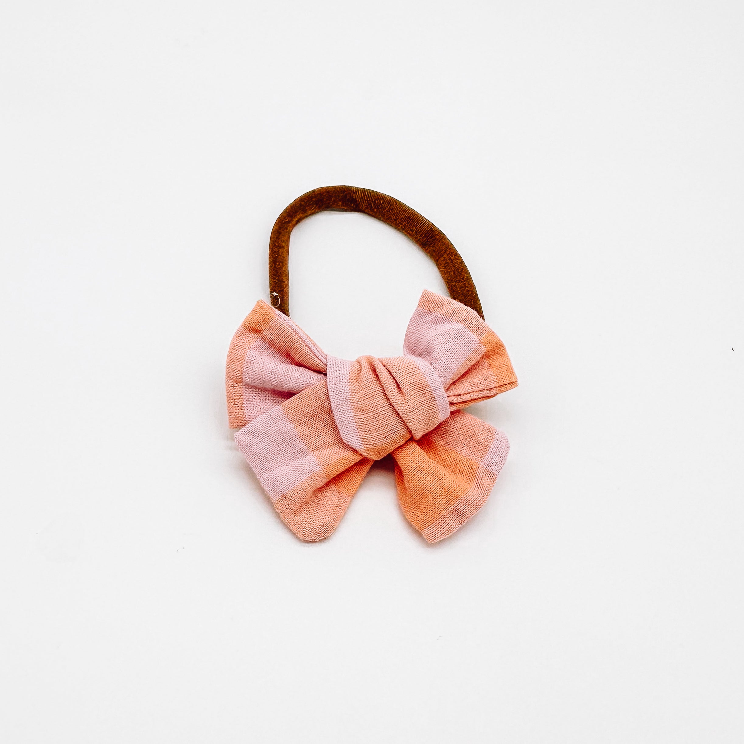 Melon & Apricot Gingham Hair Bows | Handmade Bows