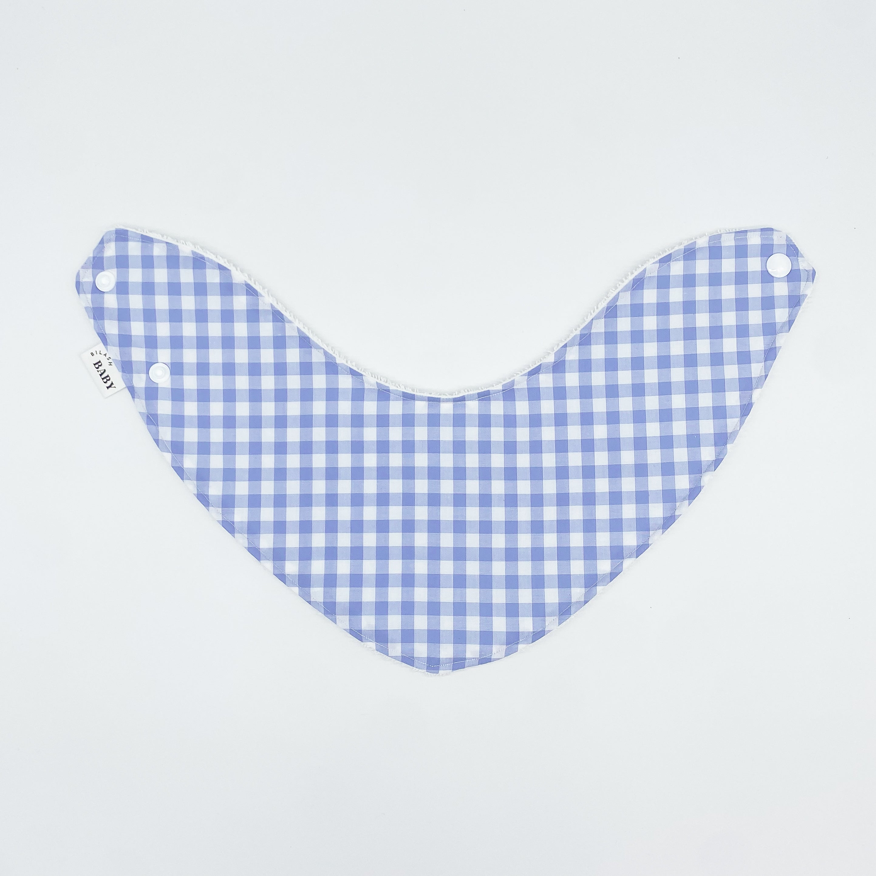 Sky Blue Gingham Grow Bib | Handmade Bib