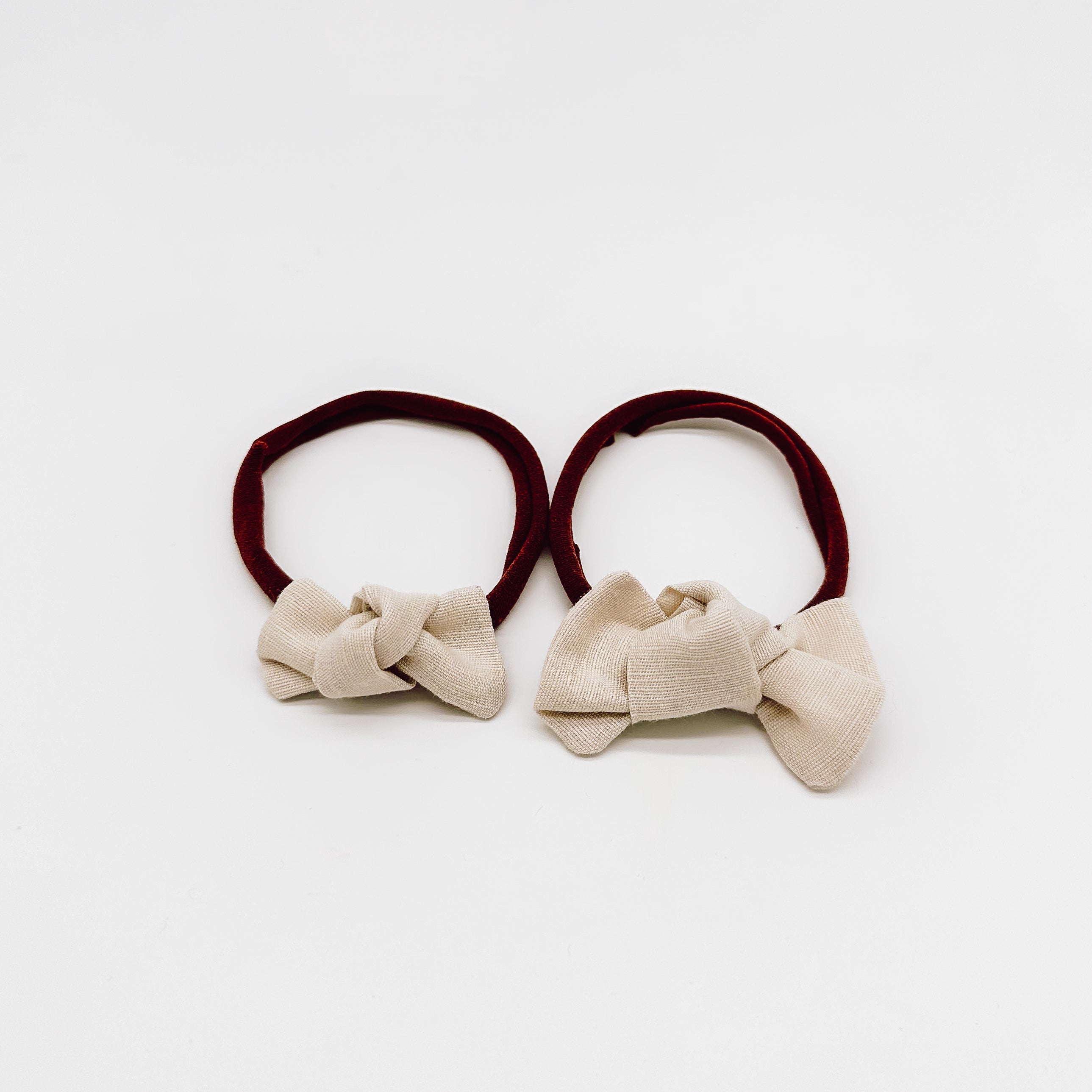 Linen Knot Hair Bows Nylon Headband | Handmade Bows