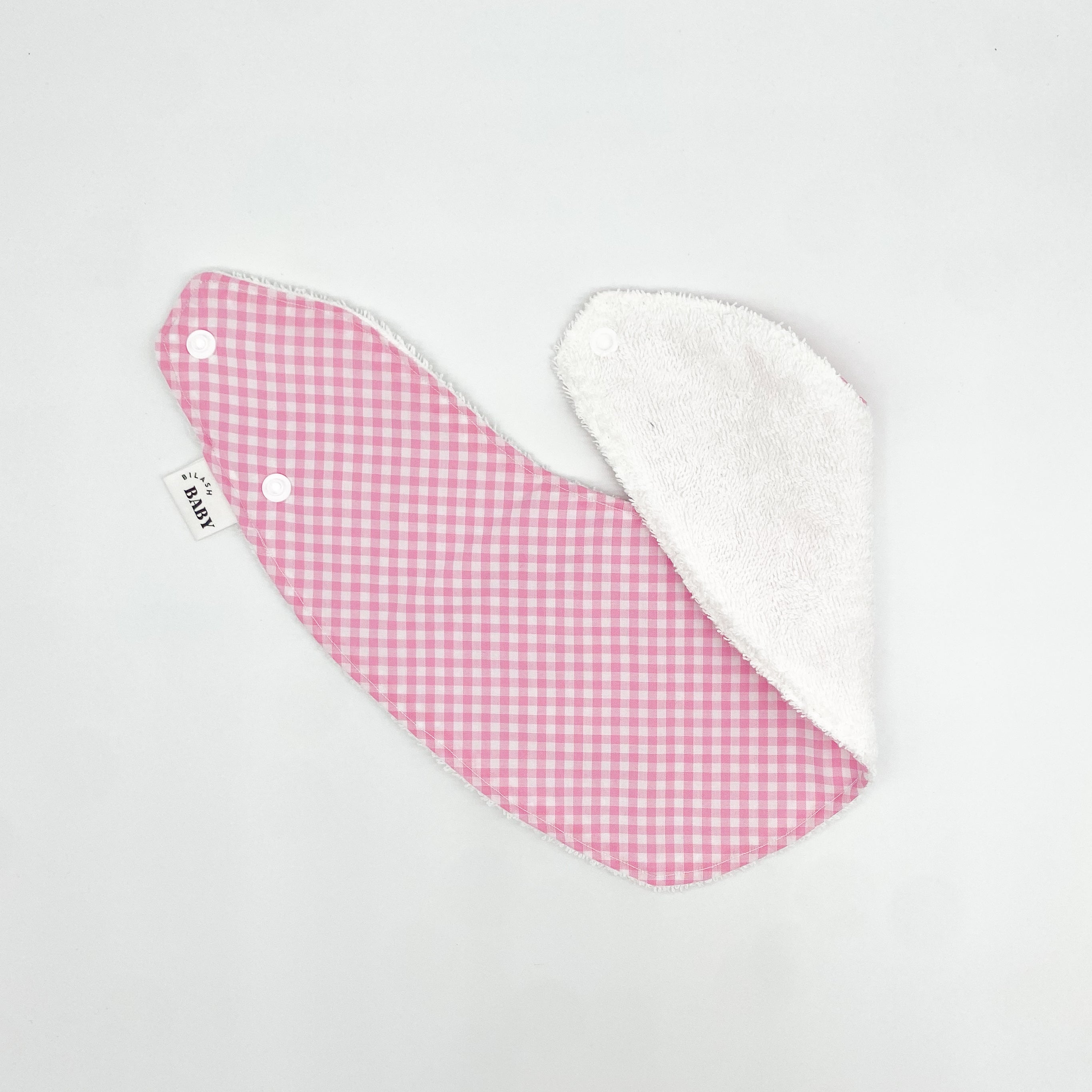 Bubble Pink Mini Gingham Grow Bib | Handmade Bib